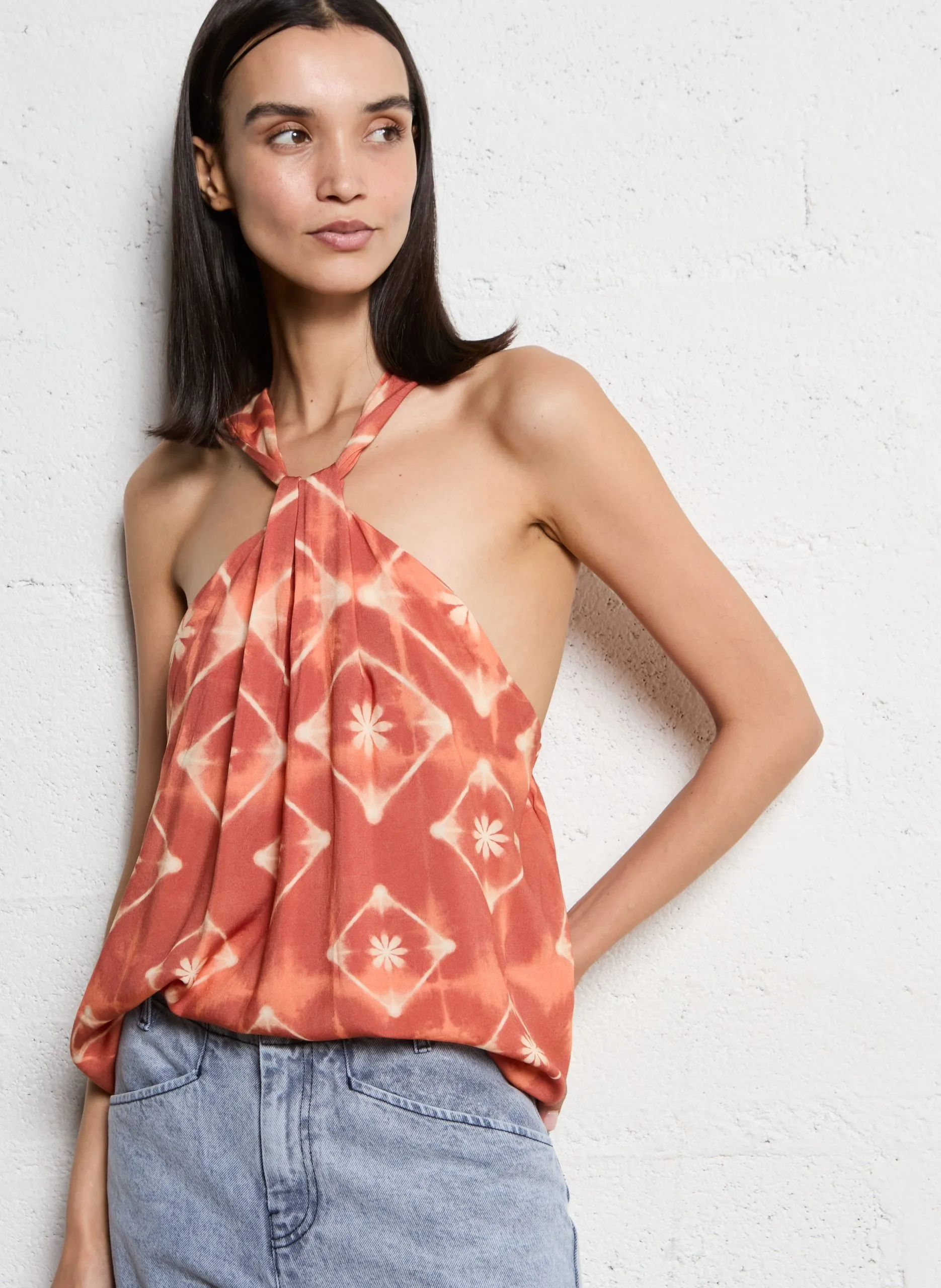 Top cul V imprimé Orange