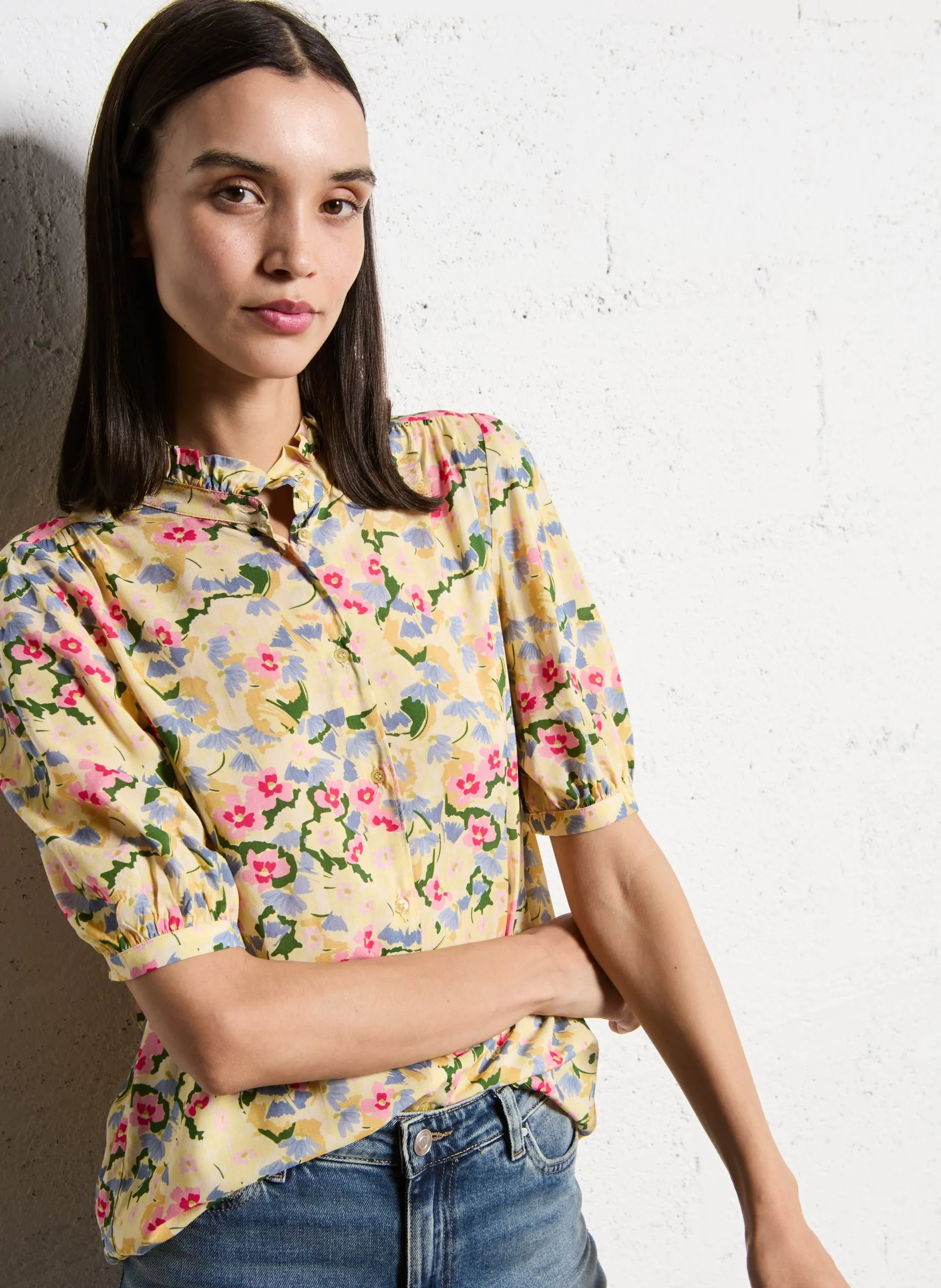 Chemise droite imprimée Jaune TERA