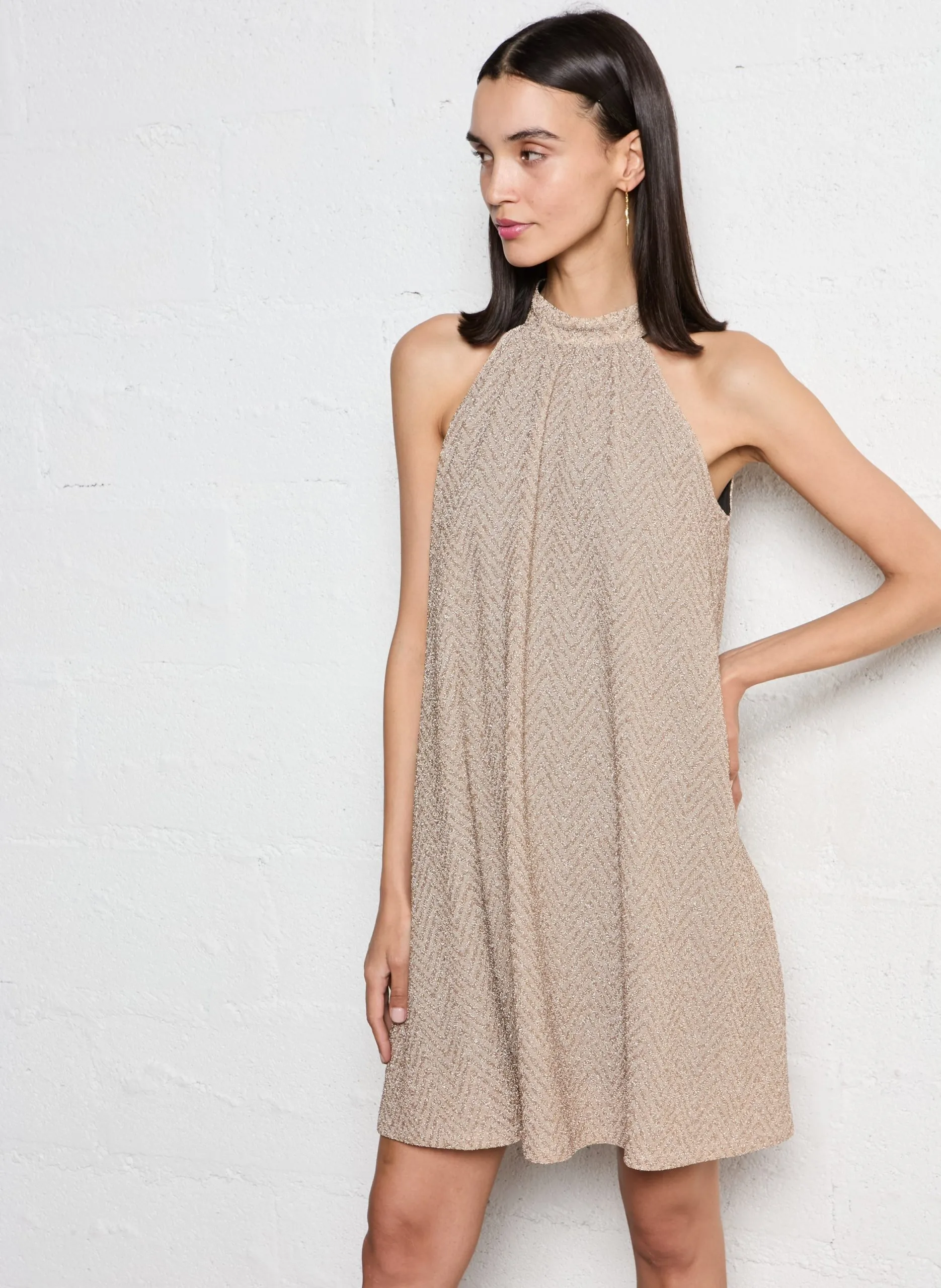 Robe courte en maille Doré