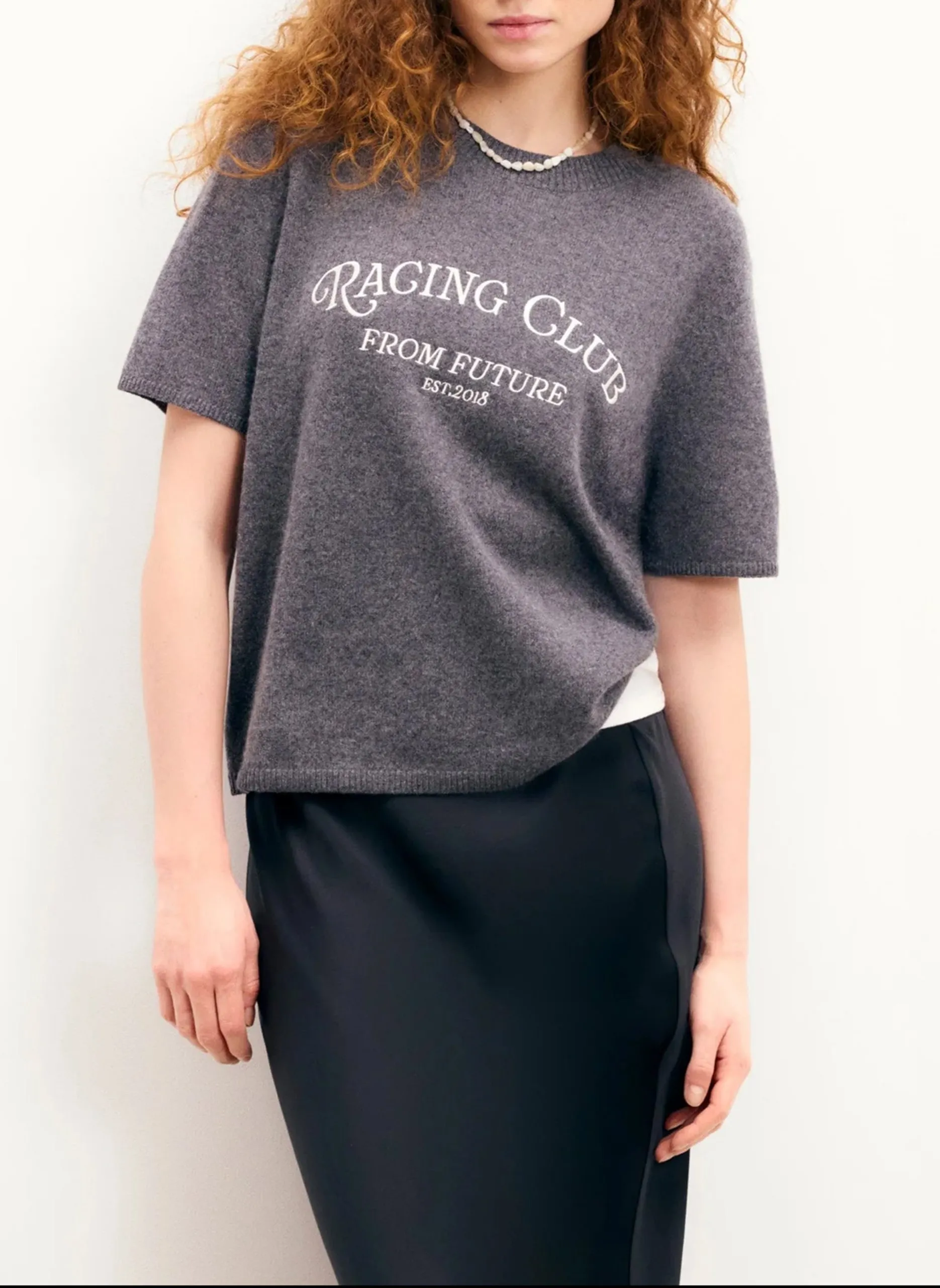 Pull manches courtes en cachemire Gris AMERICAN DREAM