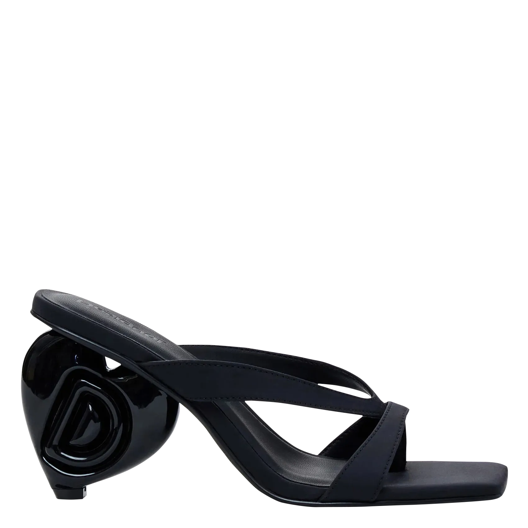 Sandales ouvertes à talon cœur Noir