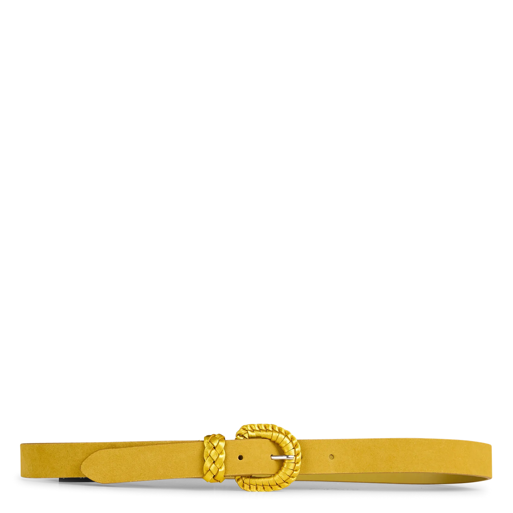 Ceinture suédé boucle tressée en cuir Jaune