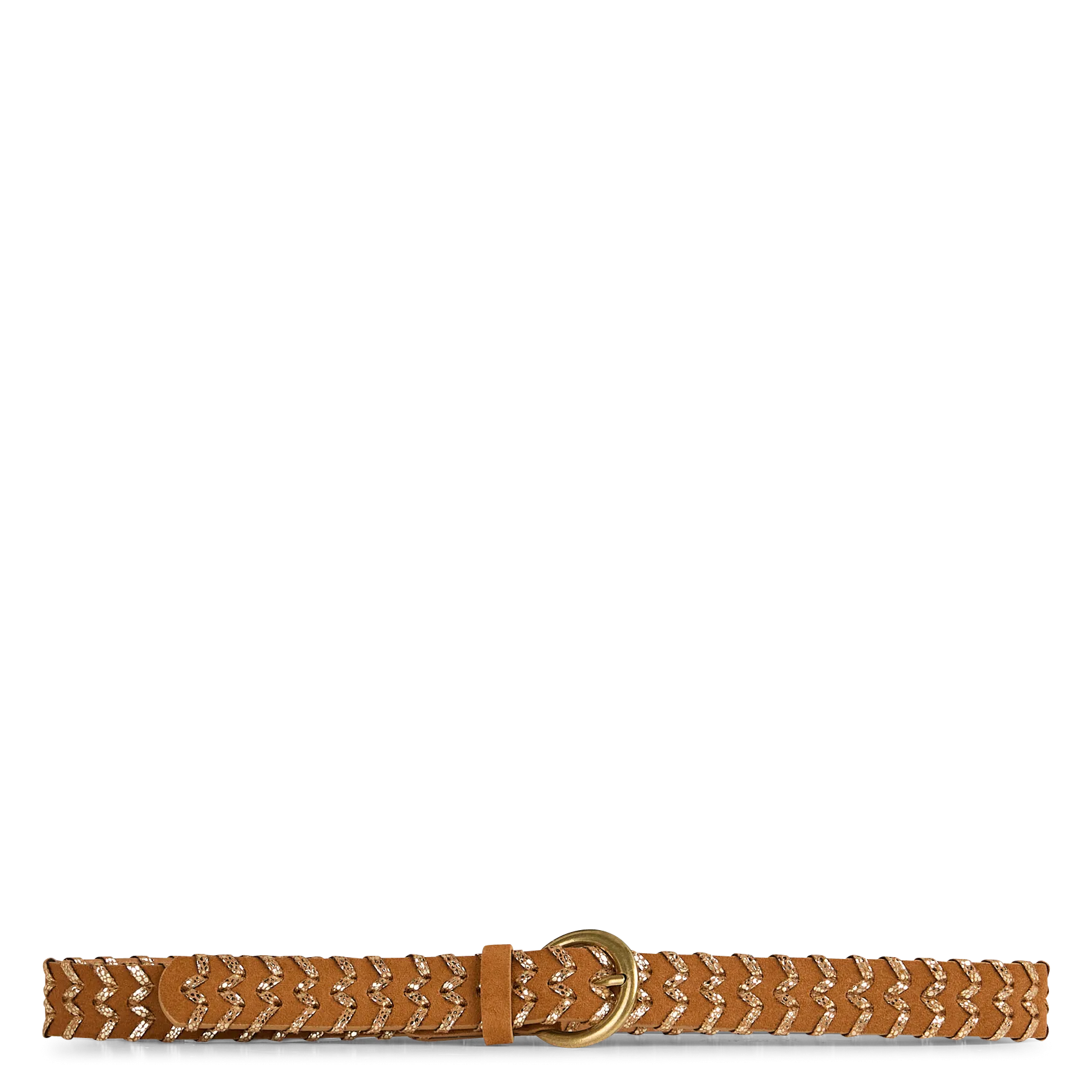 Ceinture tressée scintillante en cuir Marron TAMMY