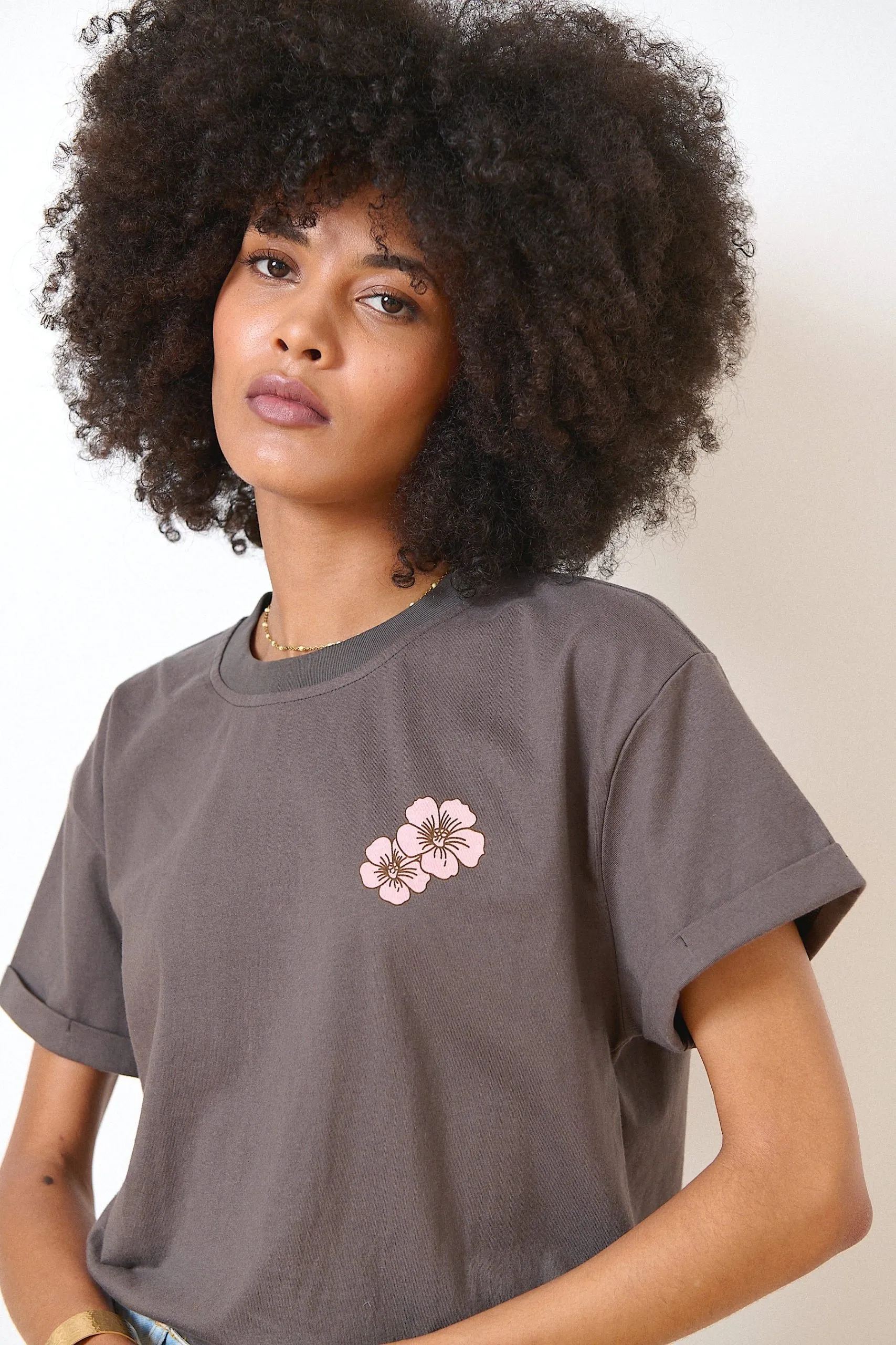 T-shirt manches courtes imprimé Gris VIOLETTE