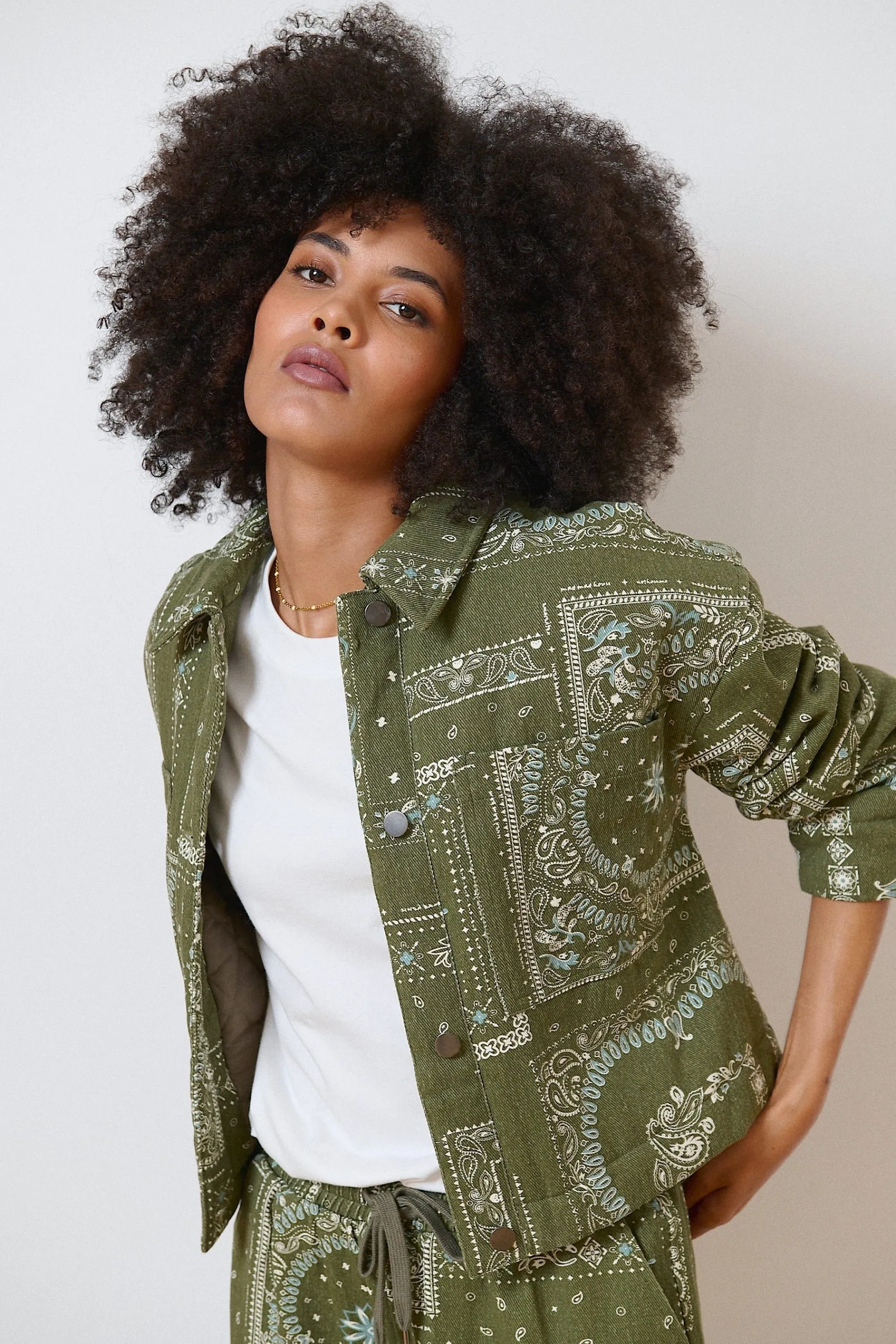 Veste manches longues imprimée Kaki VALENCE