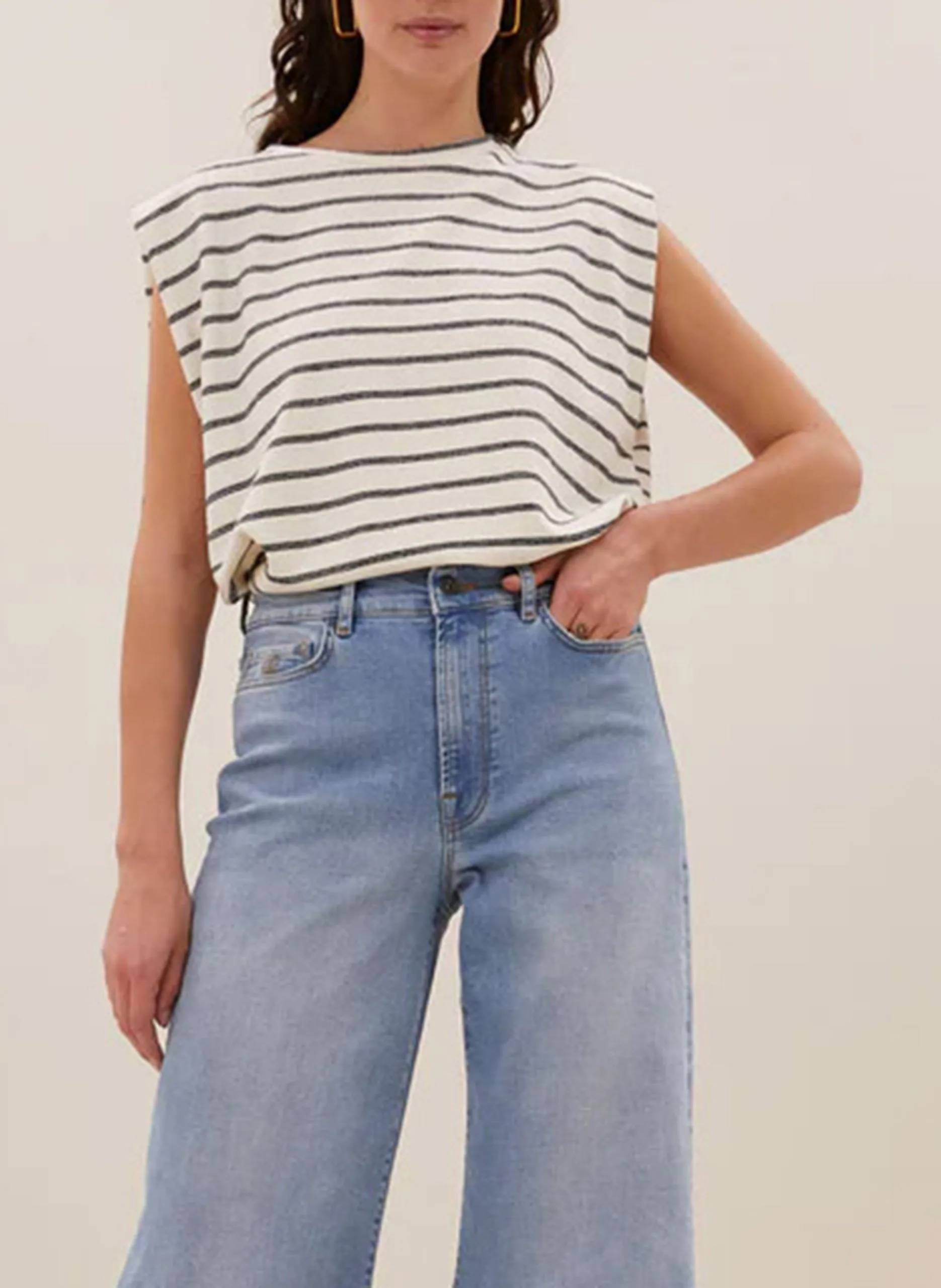 Top col rond en coton bio Noir DIEDE