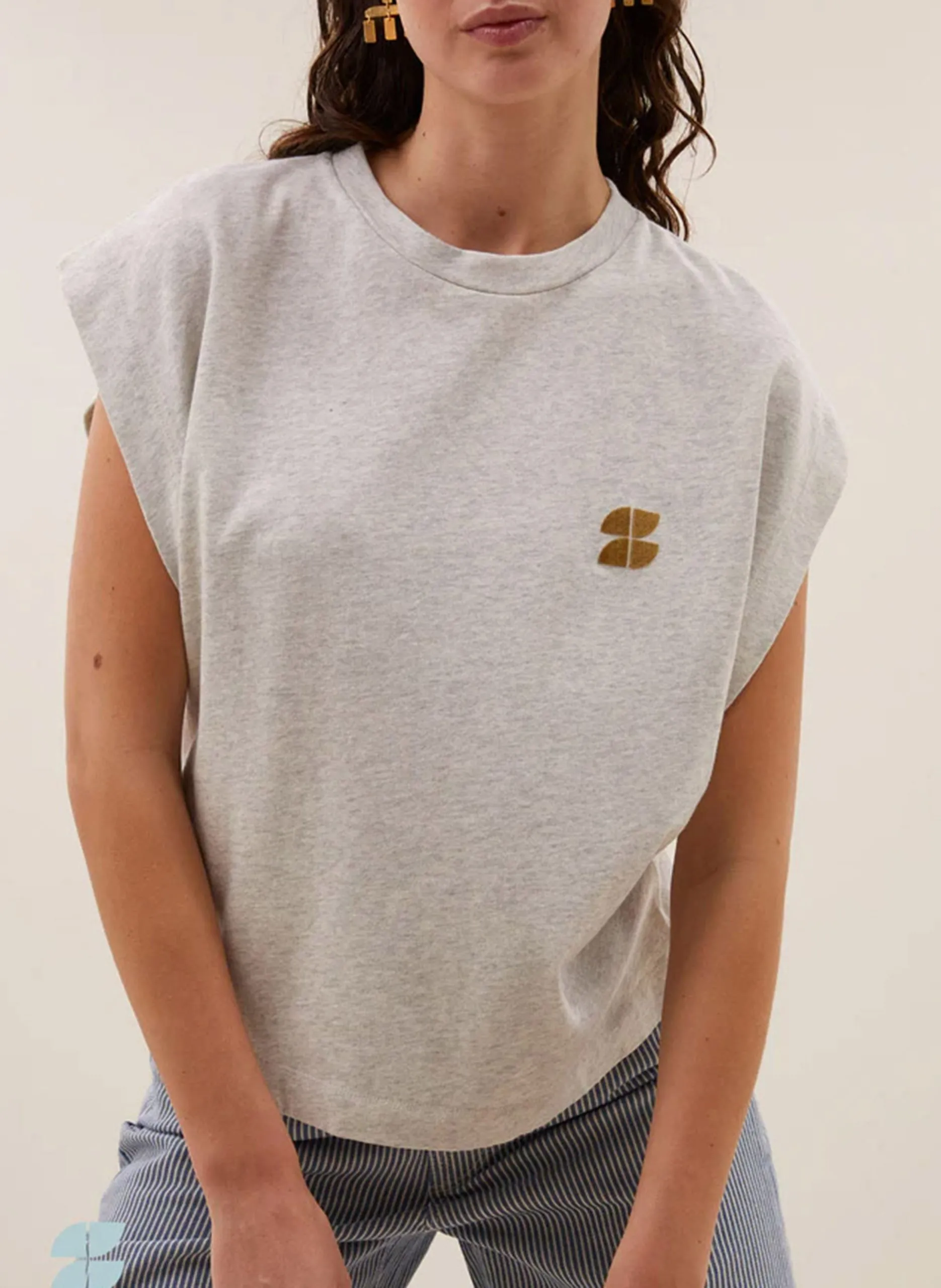 Top sans manches à logo Gris MASON