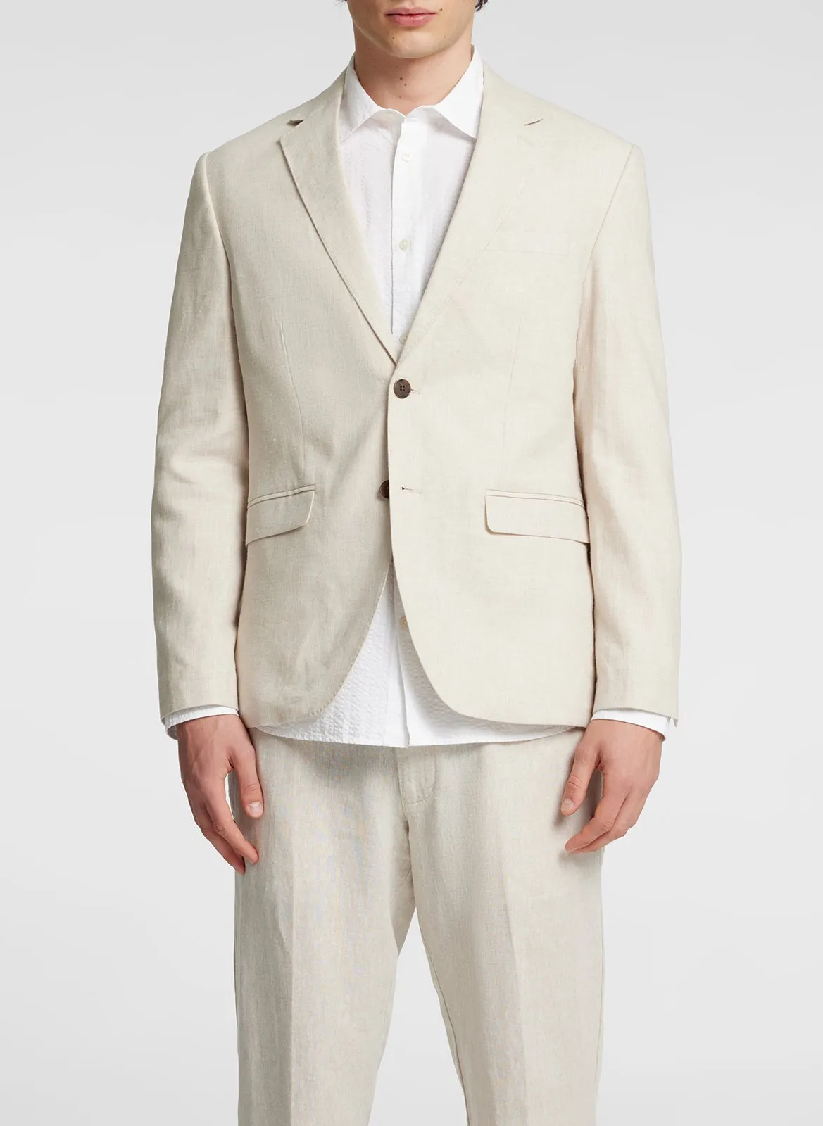 Veste tailleur en lin mélangé Beige MALIK