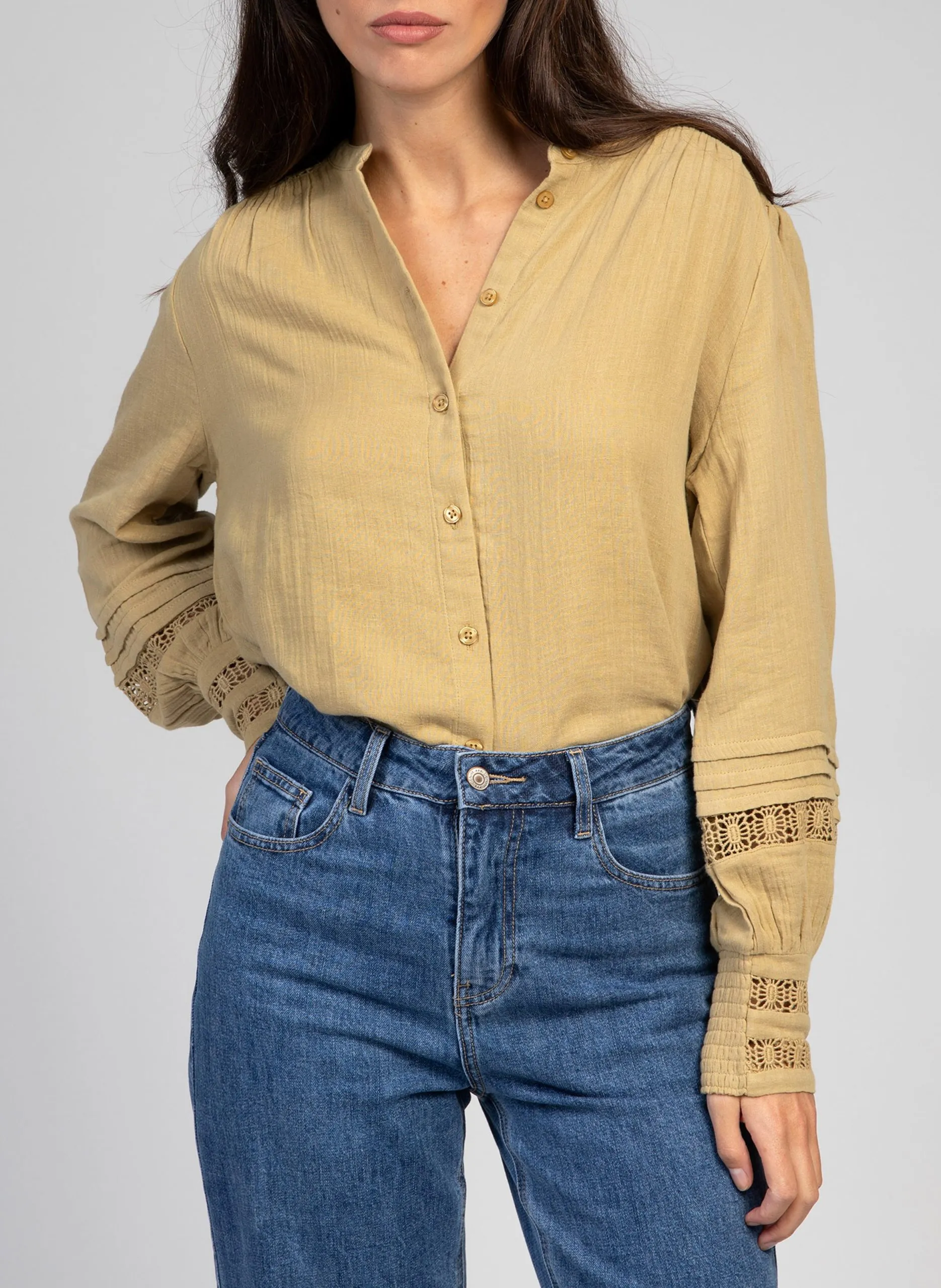 Chemisier droit à détails fantaisies Kaki SOJANY