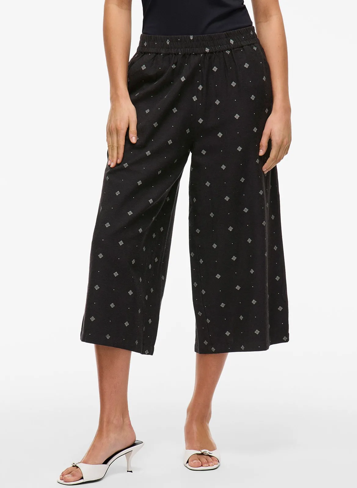 Pantalon jupe-culotte imprimé Noir