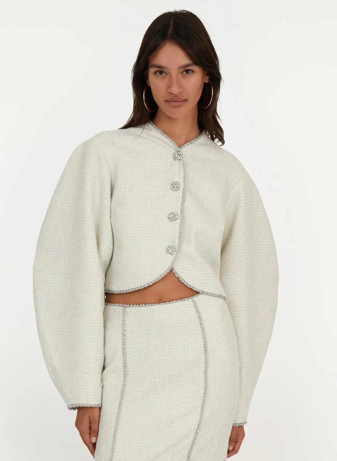 Veste droite en tweed Noir