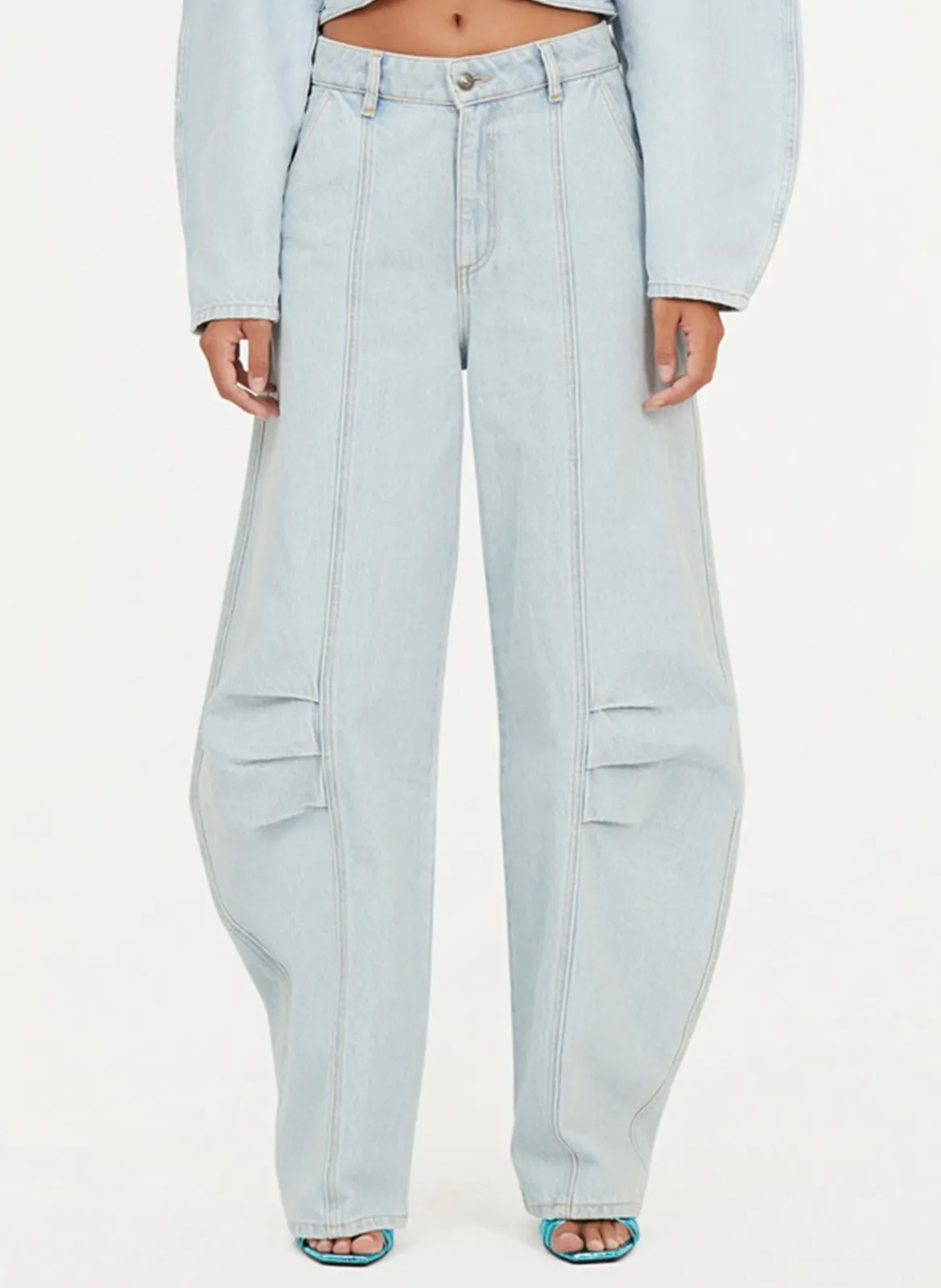 Jean ballon en coton Bleu