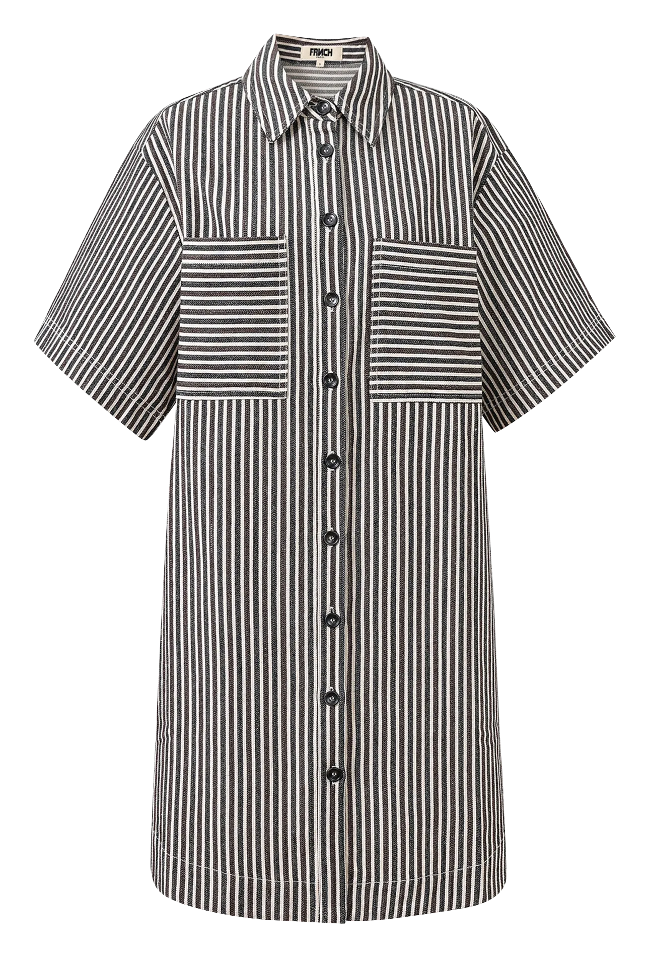 Robe courte col classique à rayures Marron DALVA