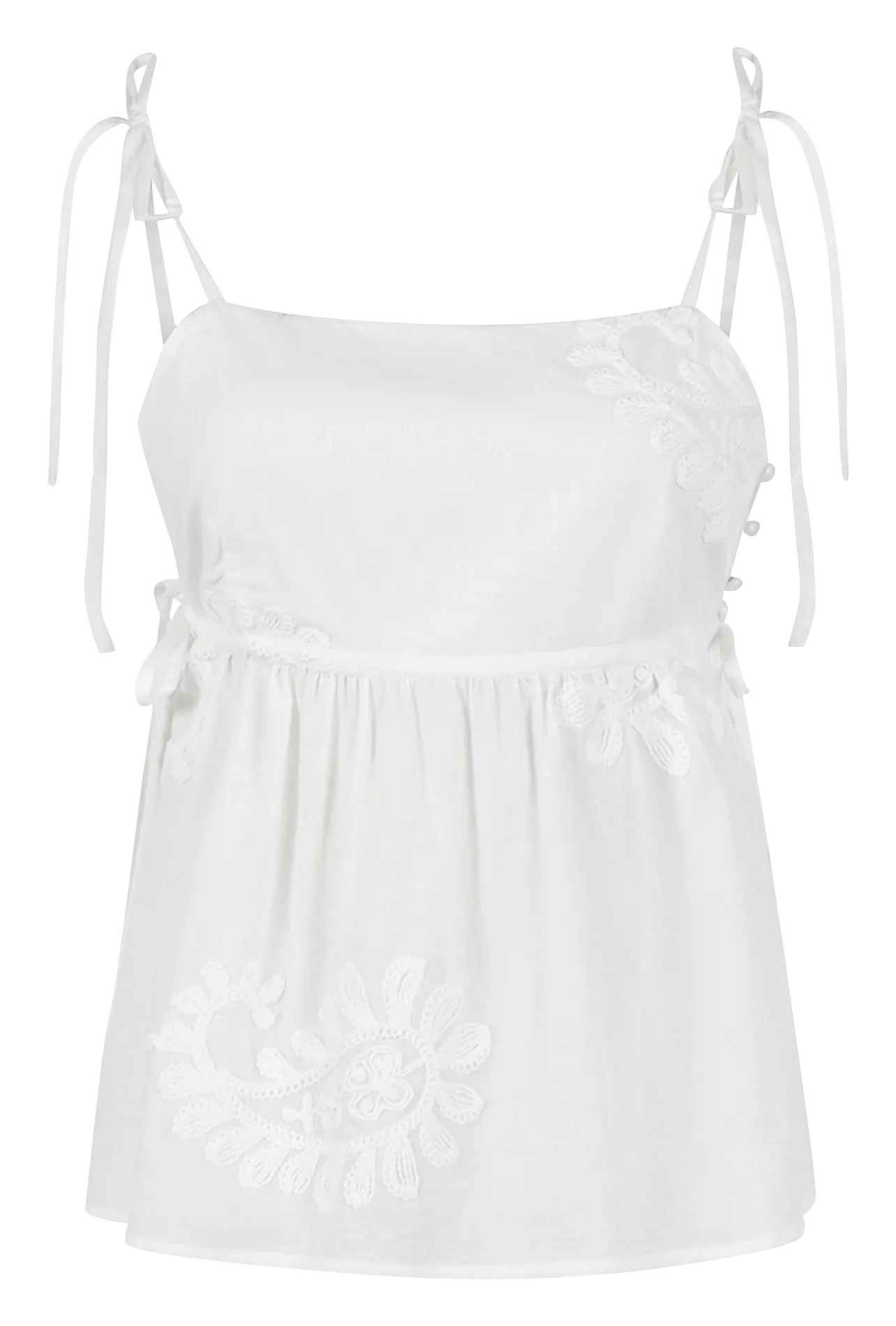 Top brodé à bretelles Blanc ANNAIS