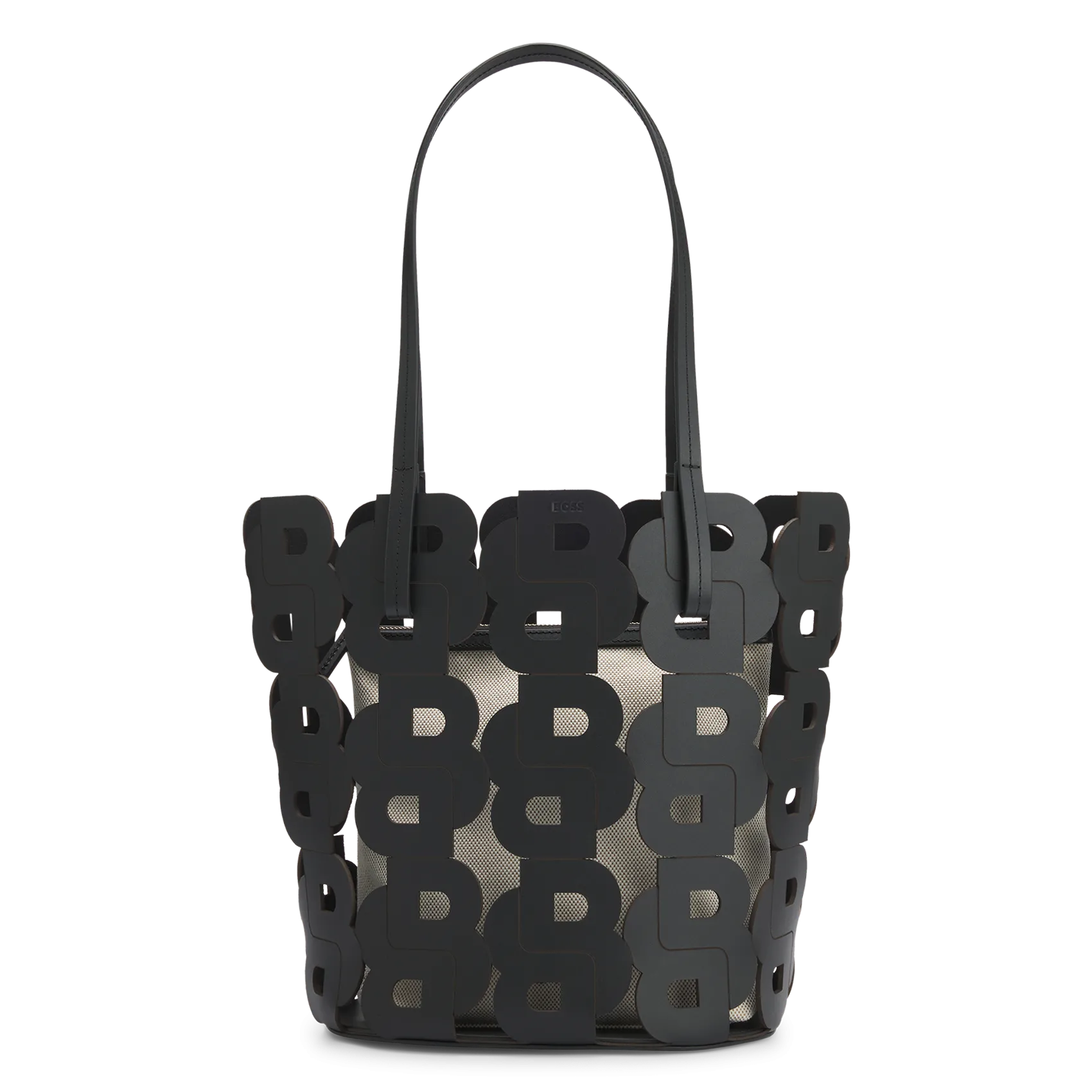 Cabas à monogrammes en cuir Noir