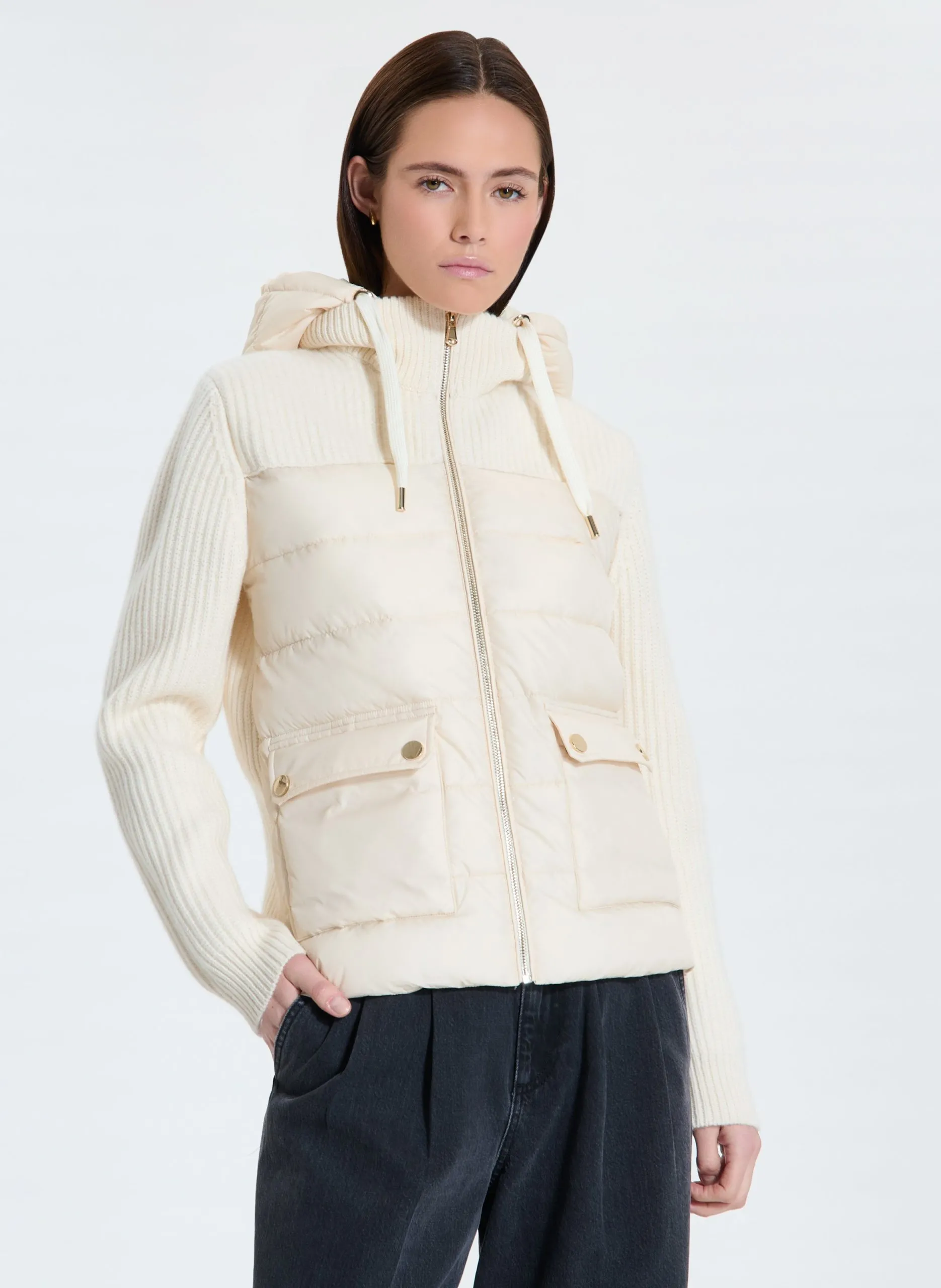 Doudoune droite bi-matière Blanc DULCINA