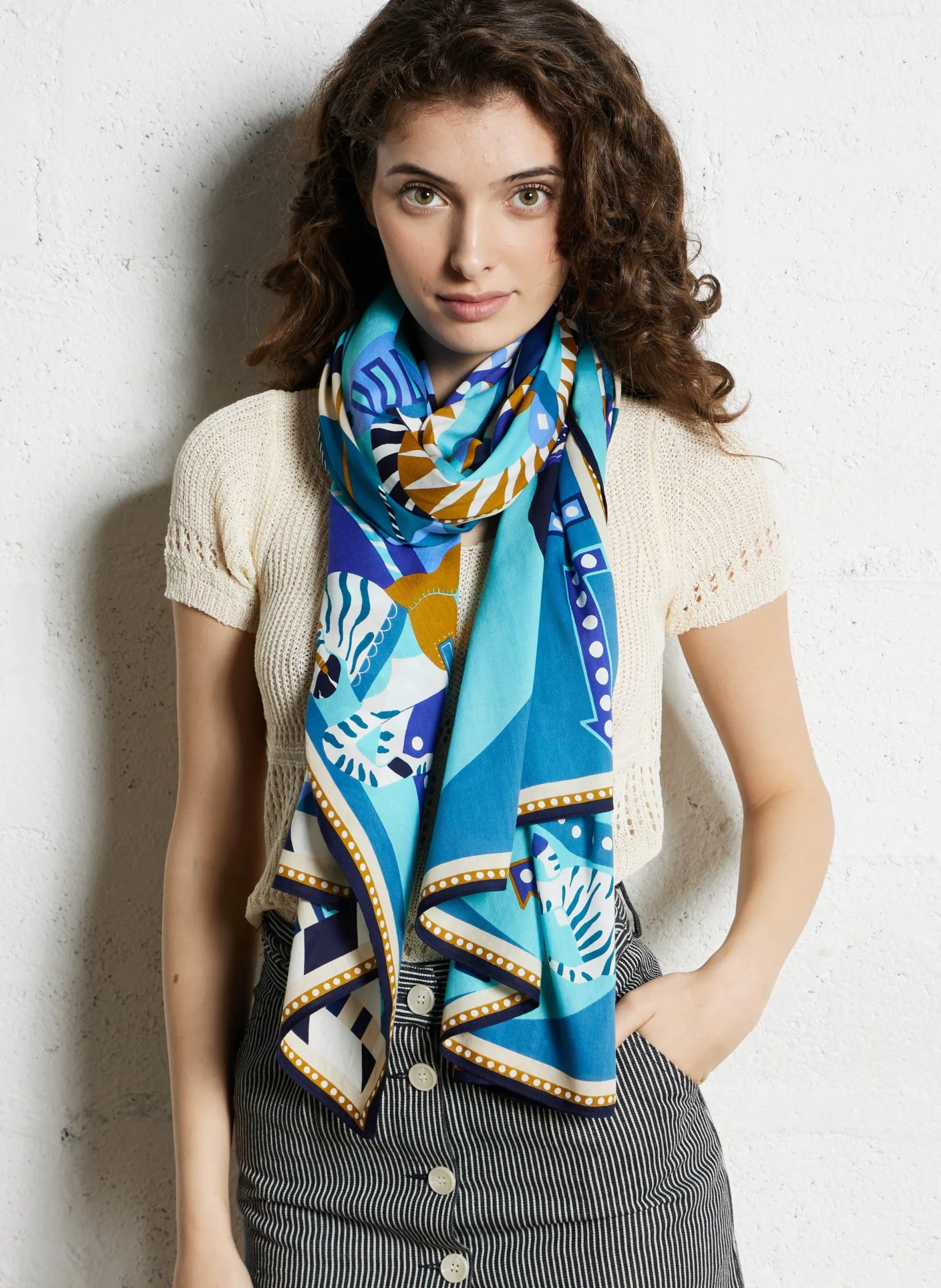 Etole imprimée en coton mélangé Bleu ROLLERCOASTER