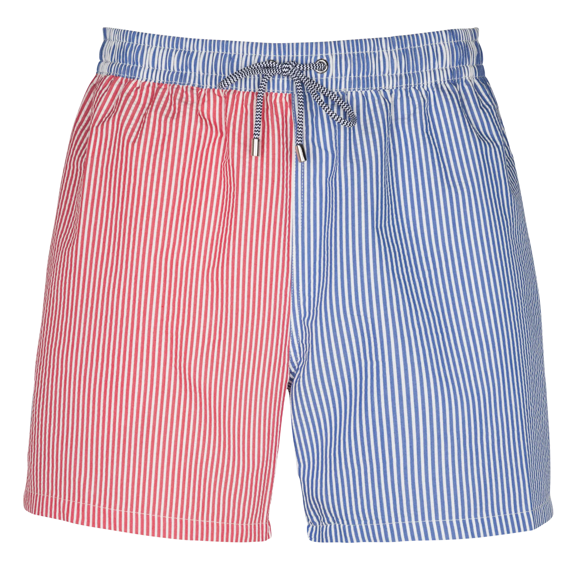 Short de bain en coton mélangé rayé Bleu