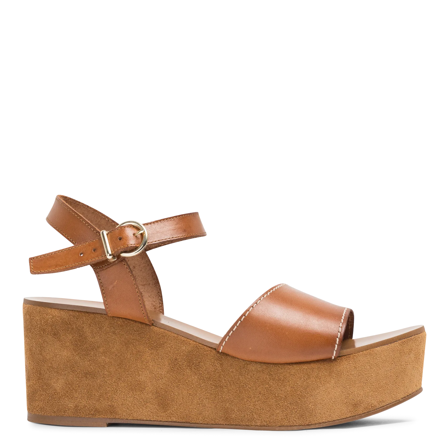 Sandales compensées en cuir Marron LUZ