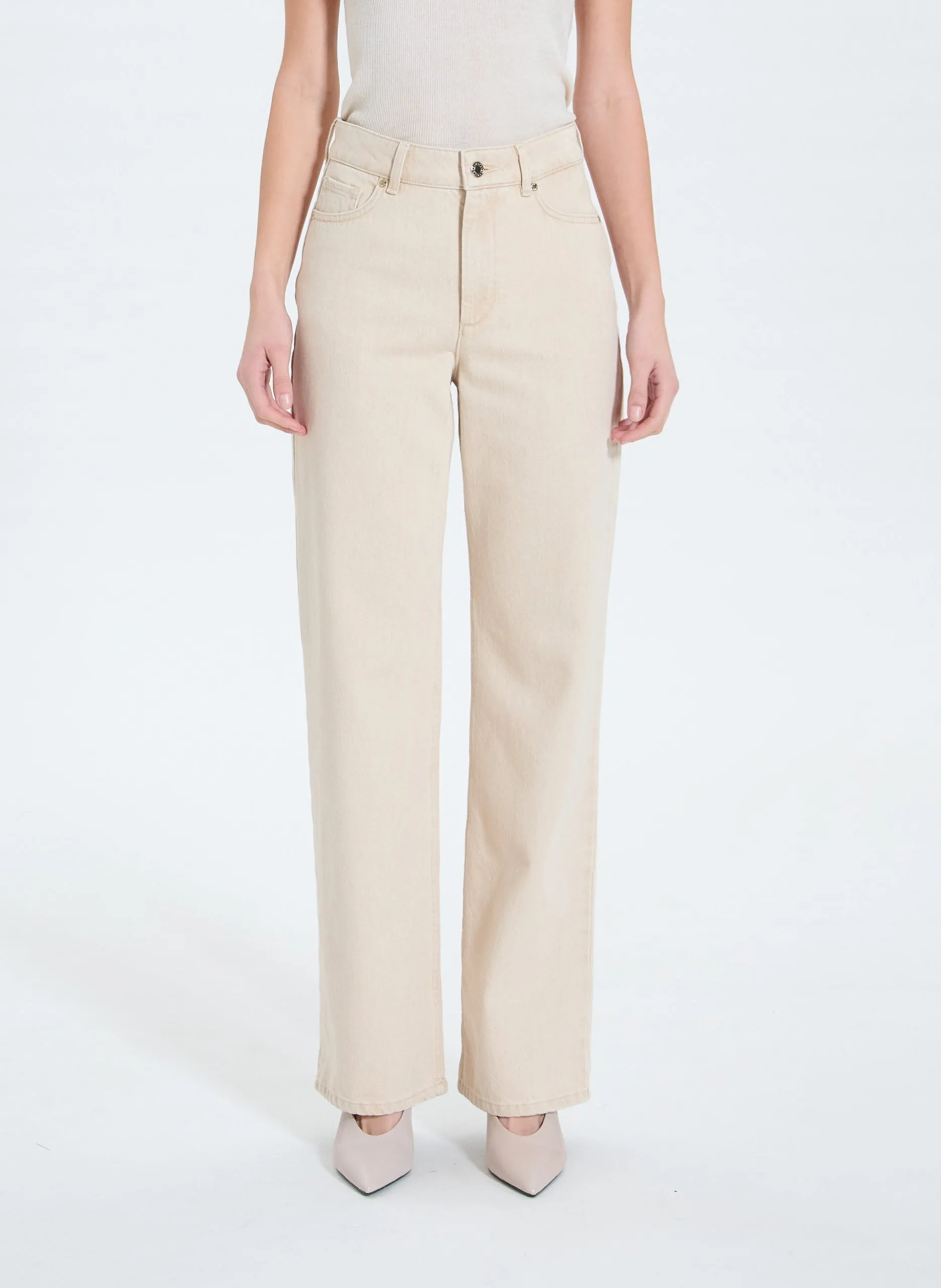 Jean droit en coton mélangé Blanc JAYCE