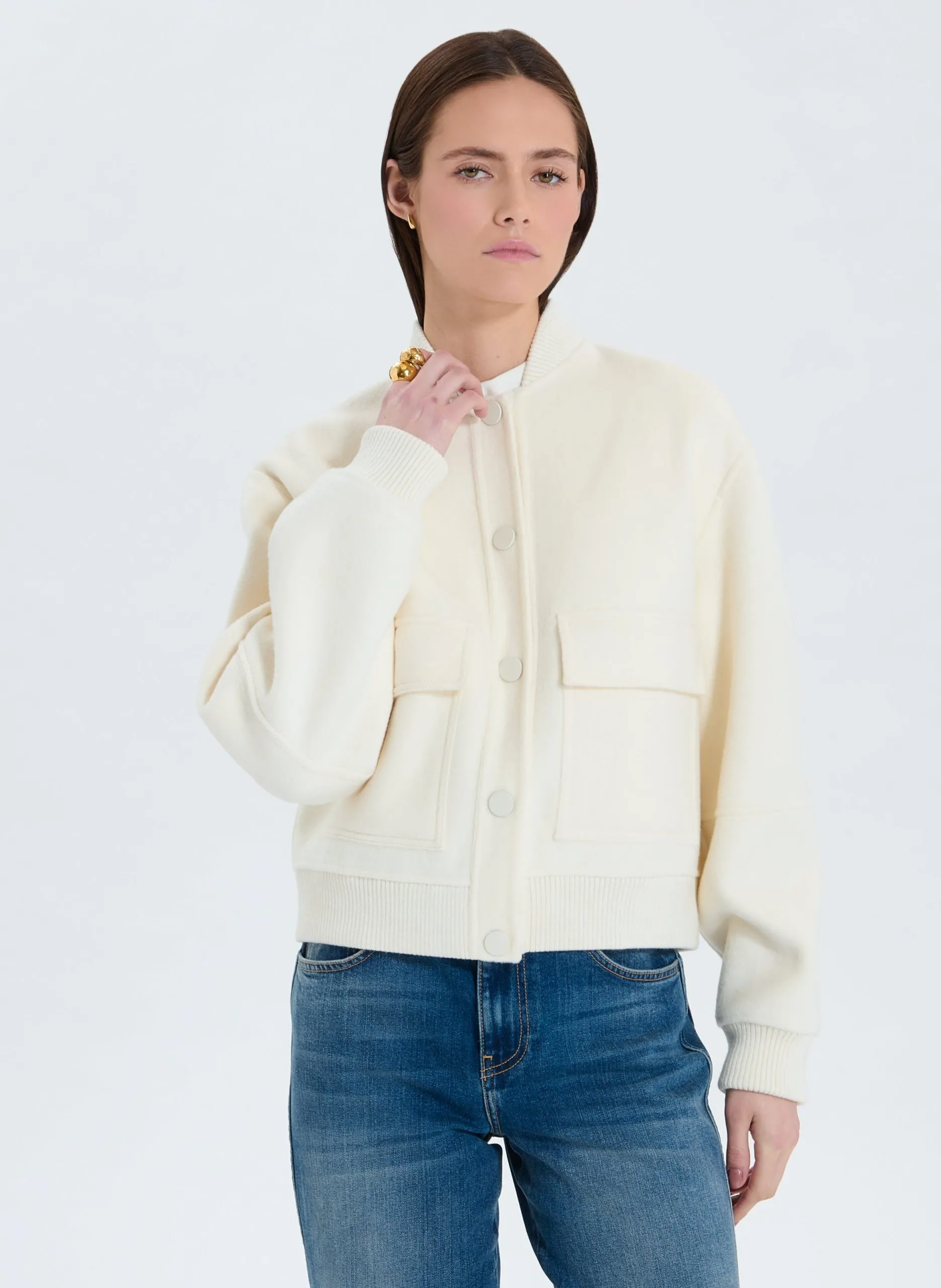 Manteau oversize en laine mélangée Blanc MAEVAN