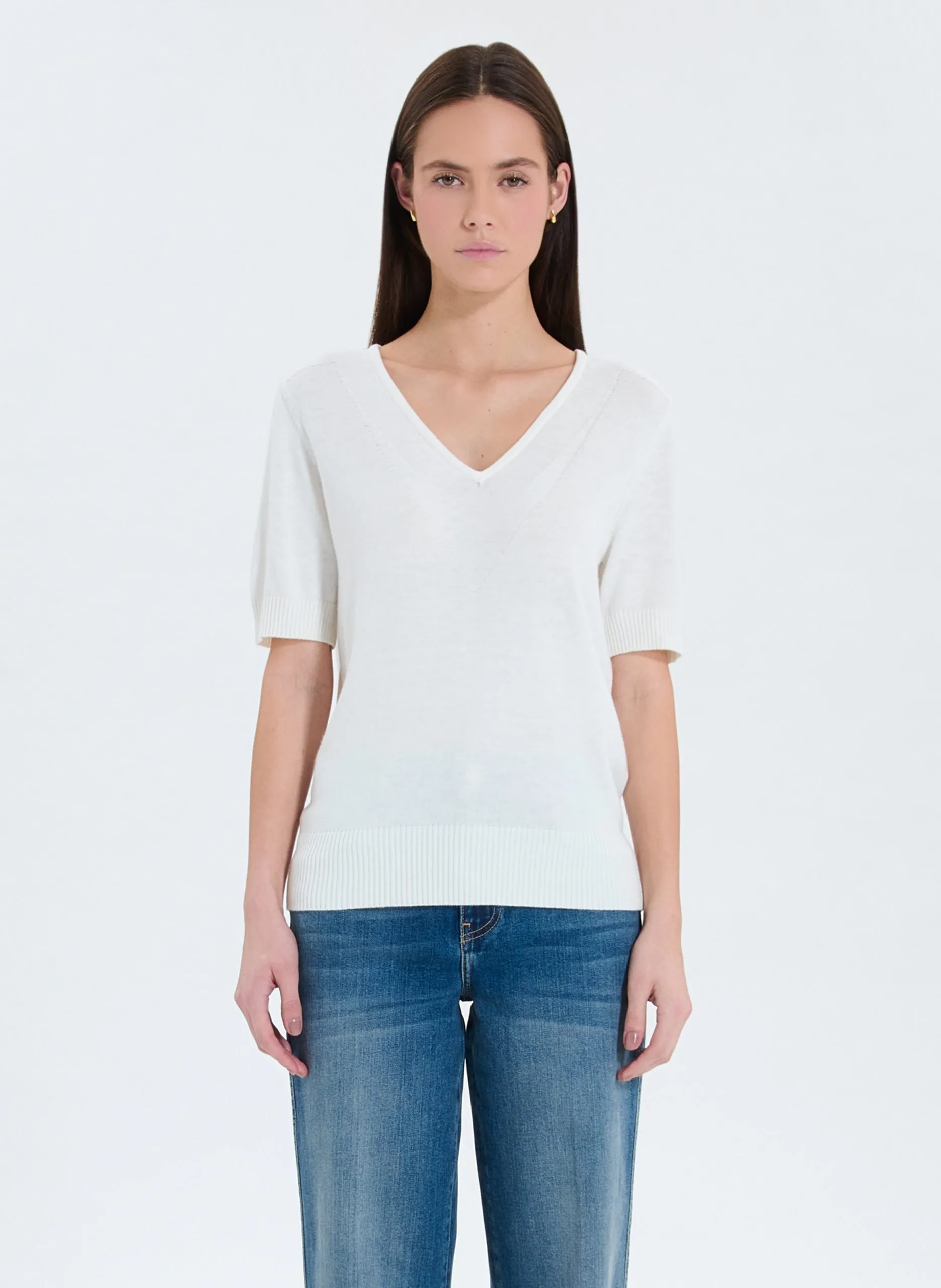Pull droit en maille Blanc NARVI