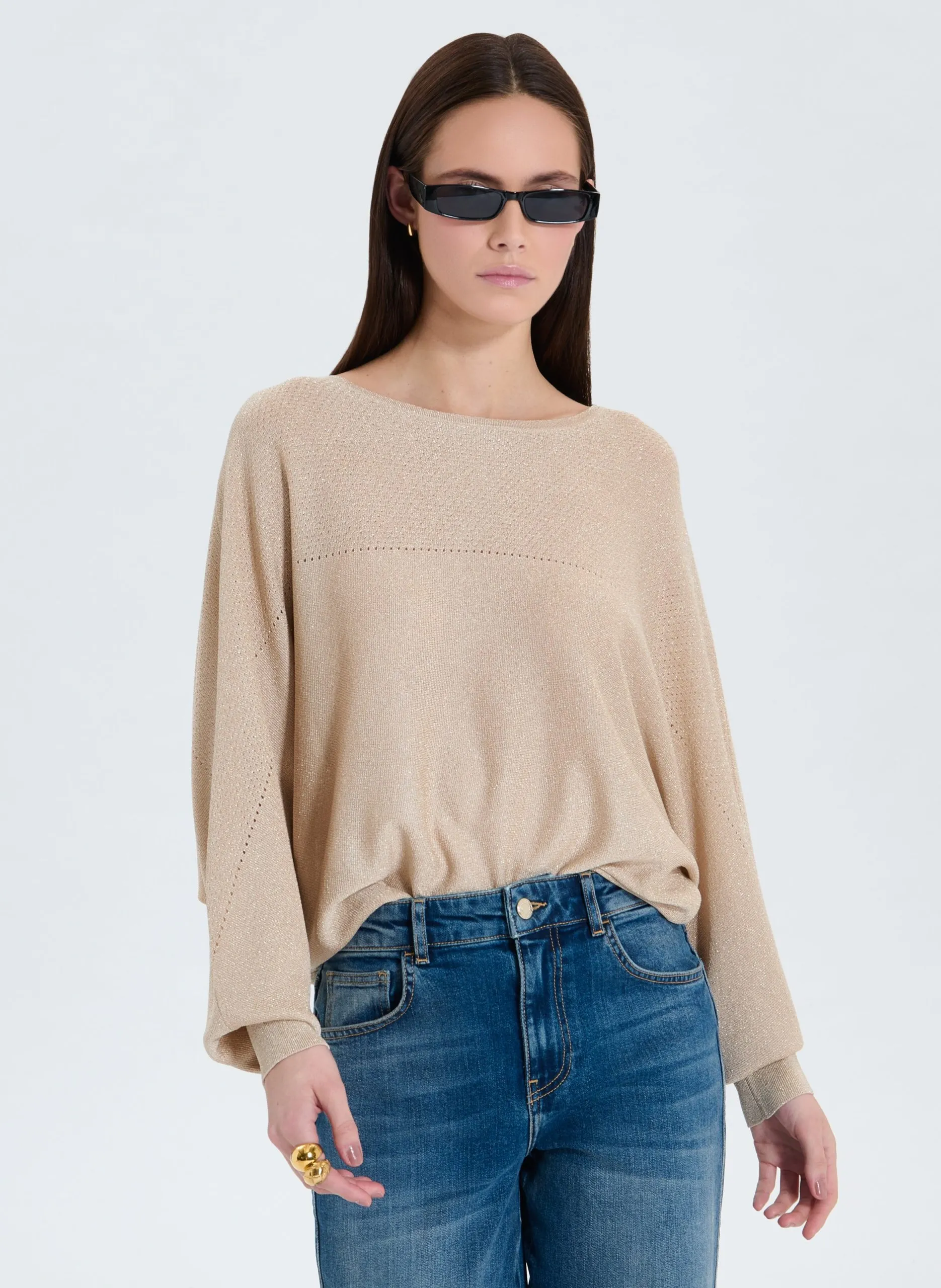 Pull oversize en maille Doré NAMANDA