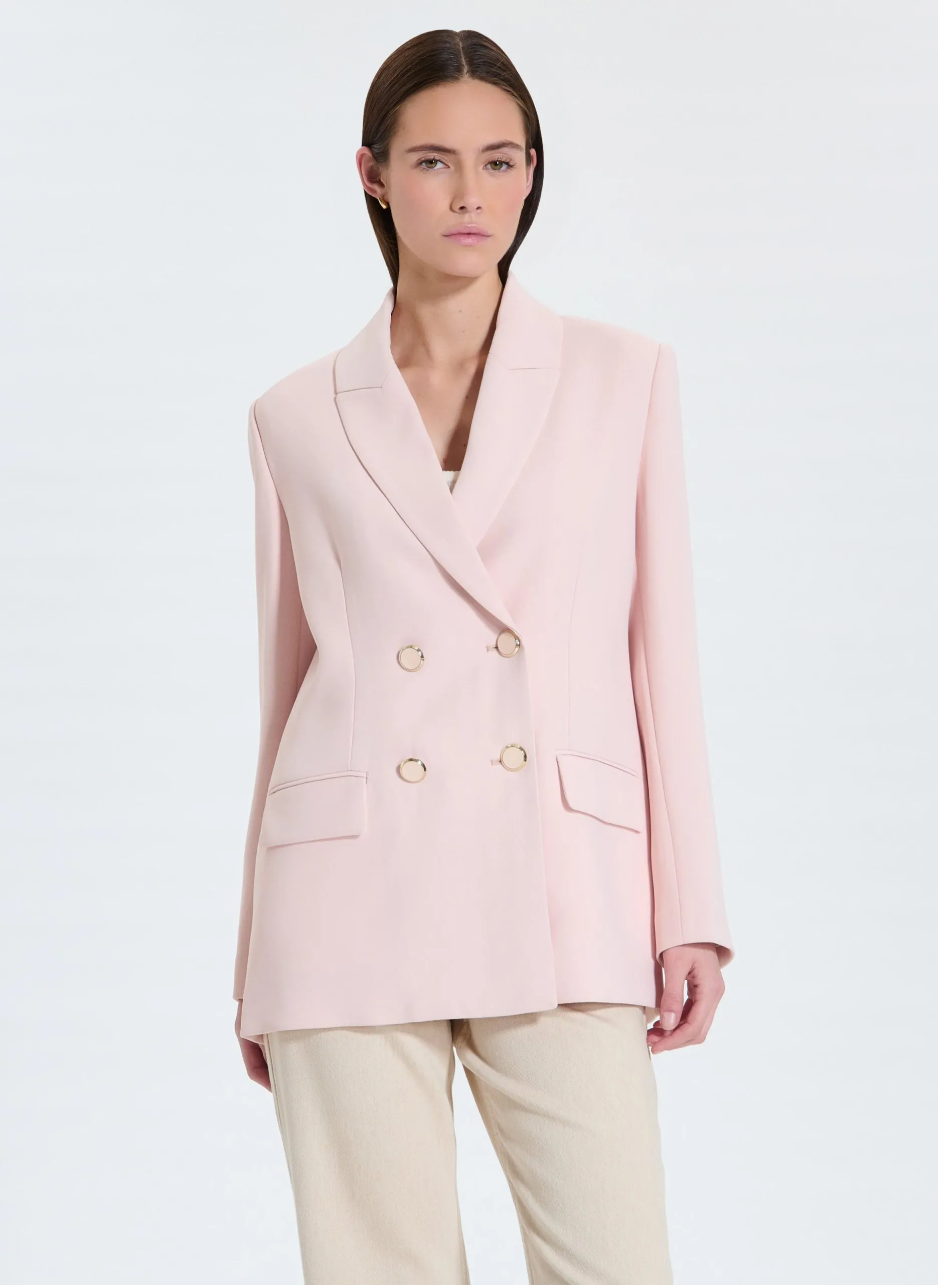 Veste tailleur en fibres recyclées mélangées Rose VAASI