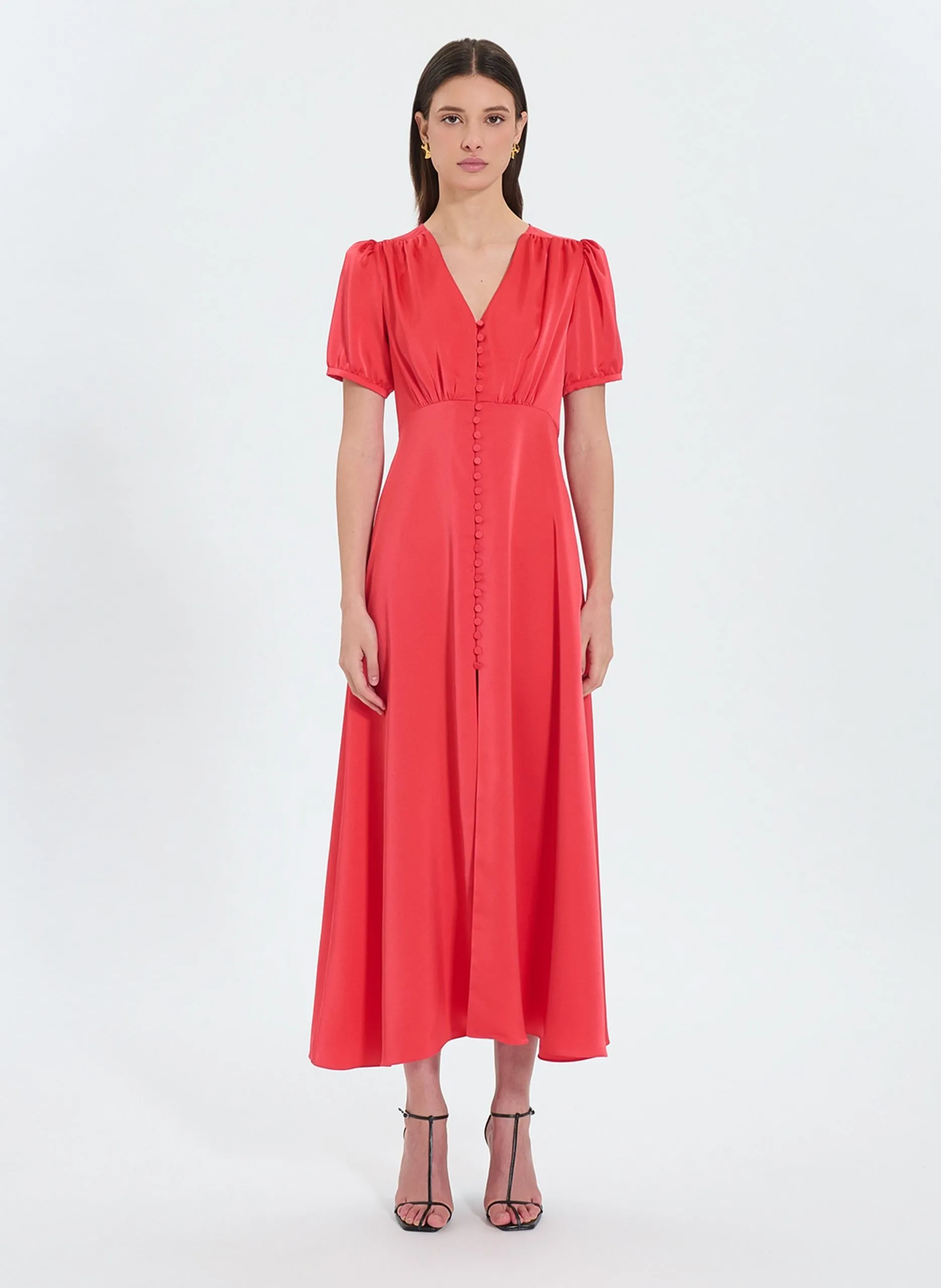 Robe longue satinée Rose ROMARIN