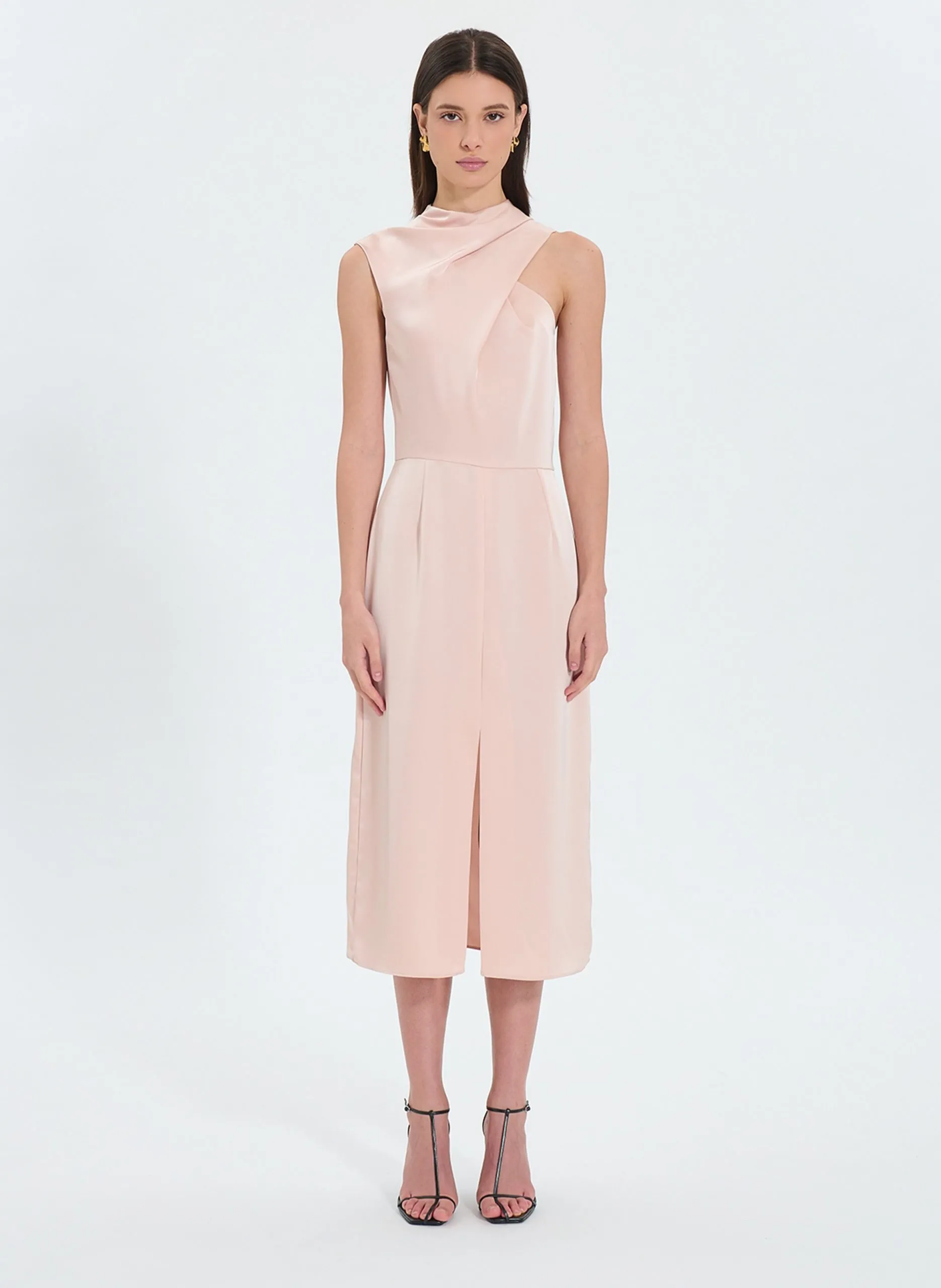 Robe longue satinée Rose RYVANA