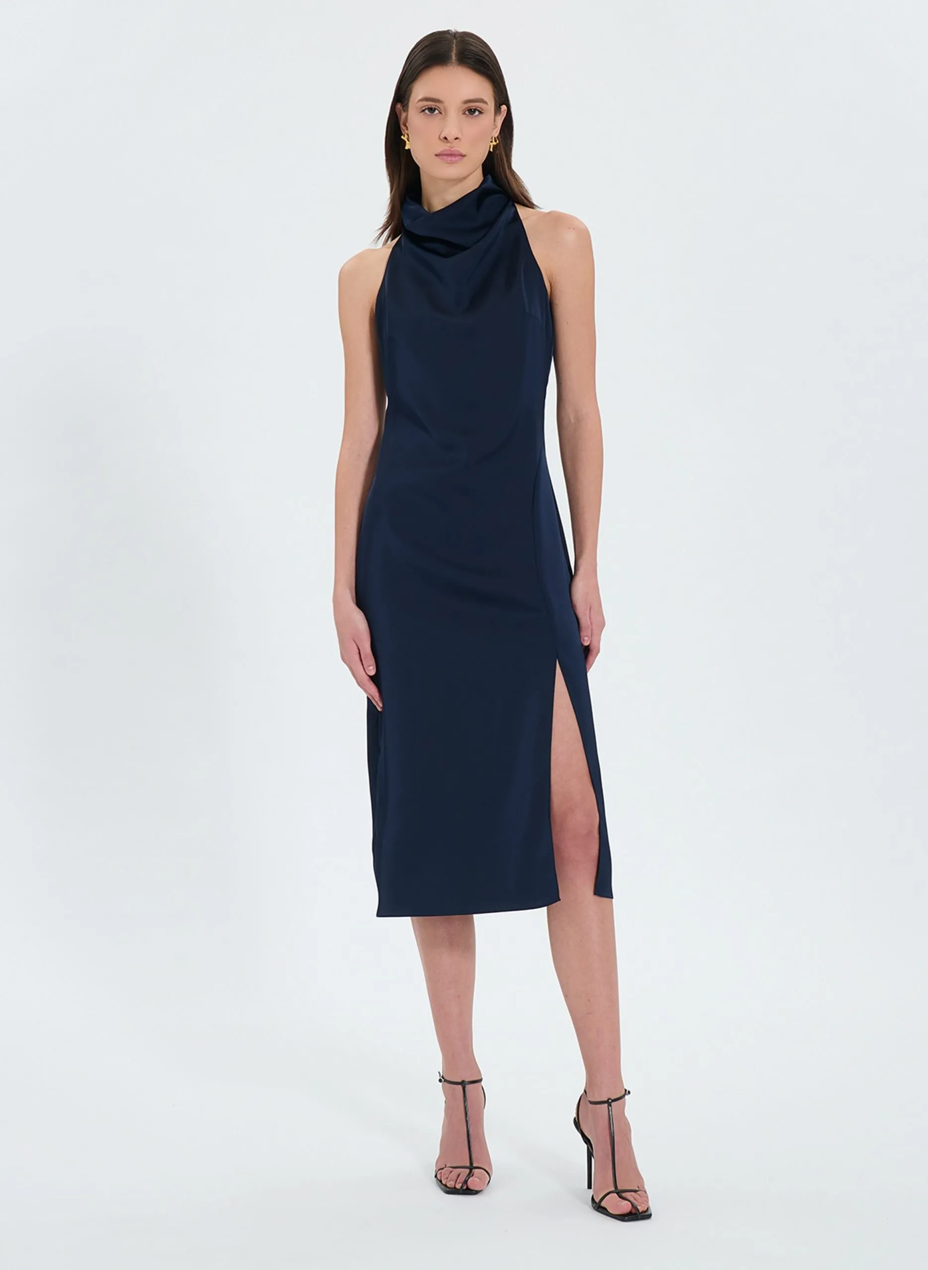 Robe longue satinée Bleu REMETEA