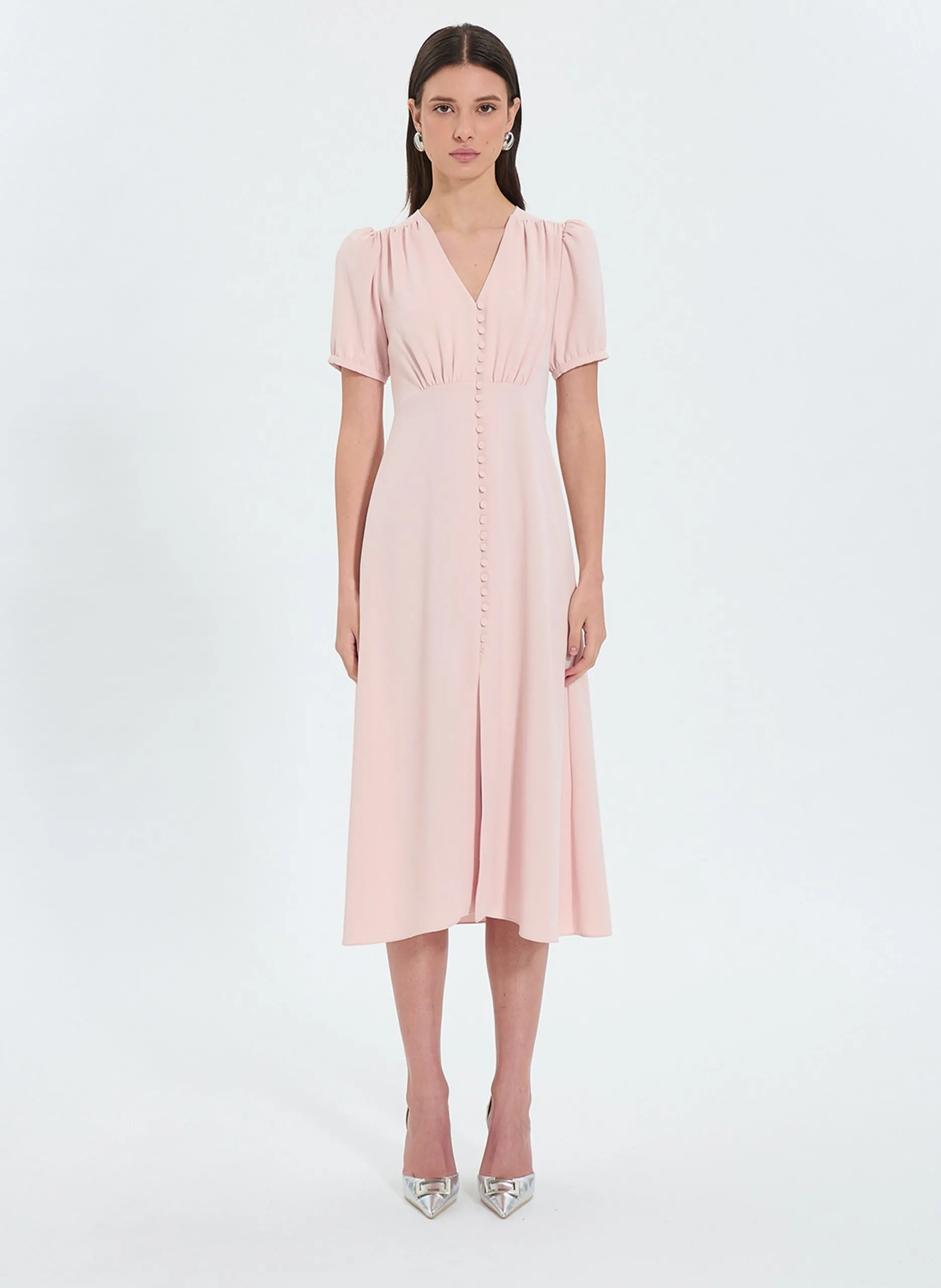 Robe midi satinée Rose ROMARINE