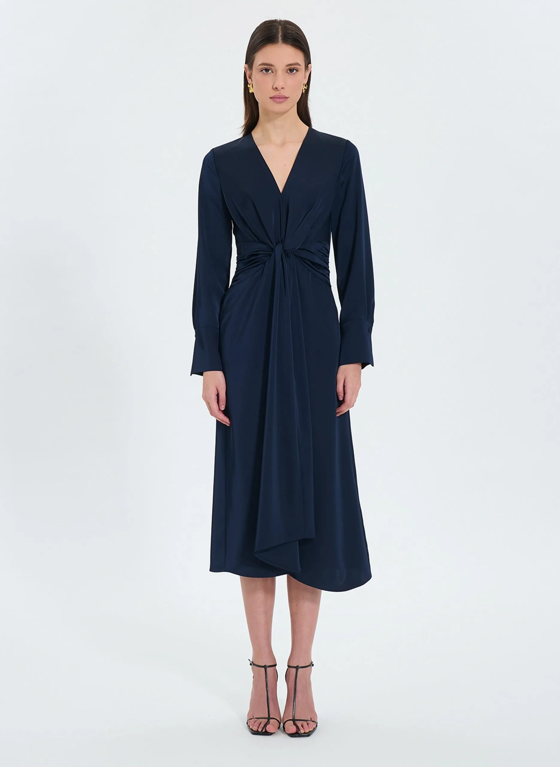 Robe longue satinée Bleu RUKA