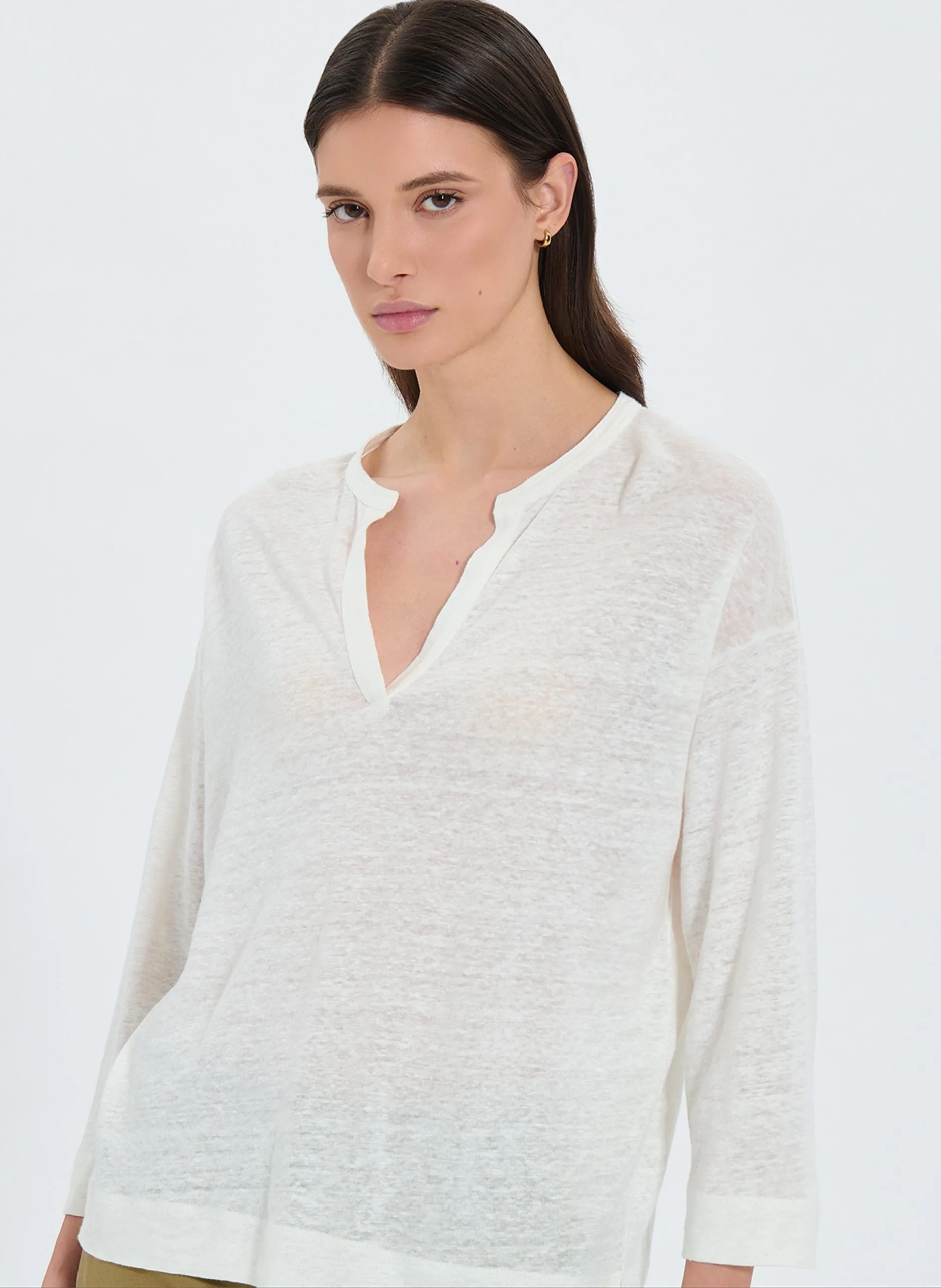 Top droit en lin Blanc JERSEY