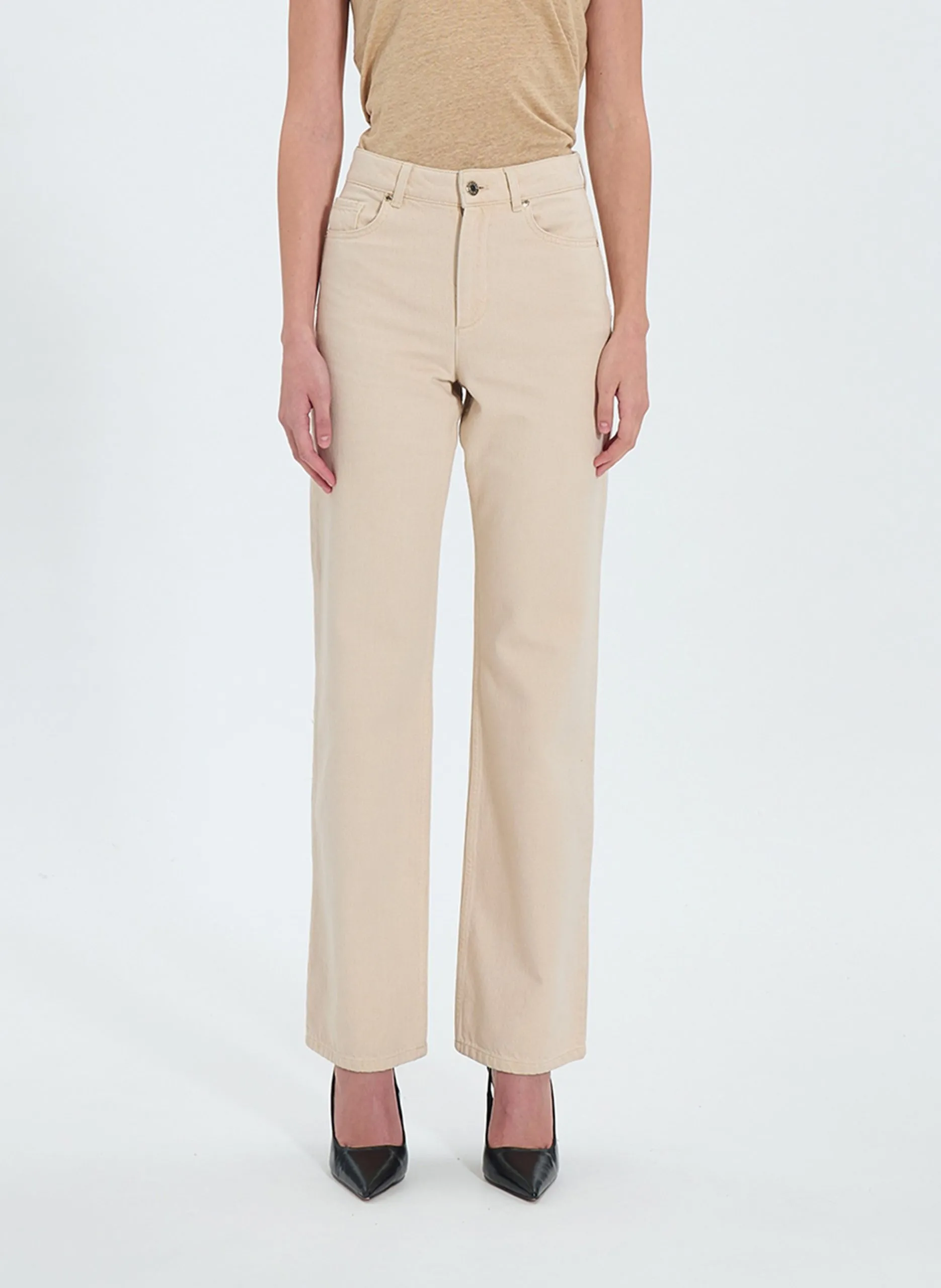 Jean droit Beige PAMCROP