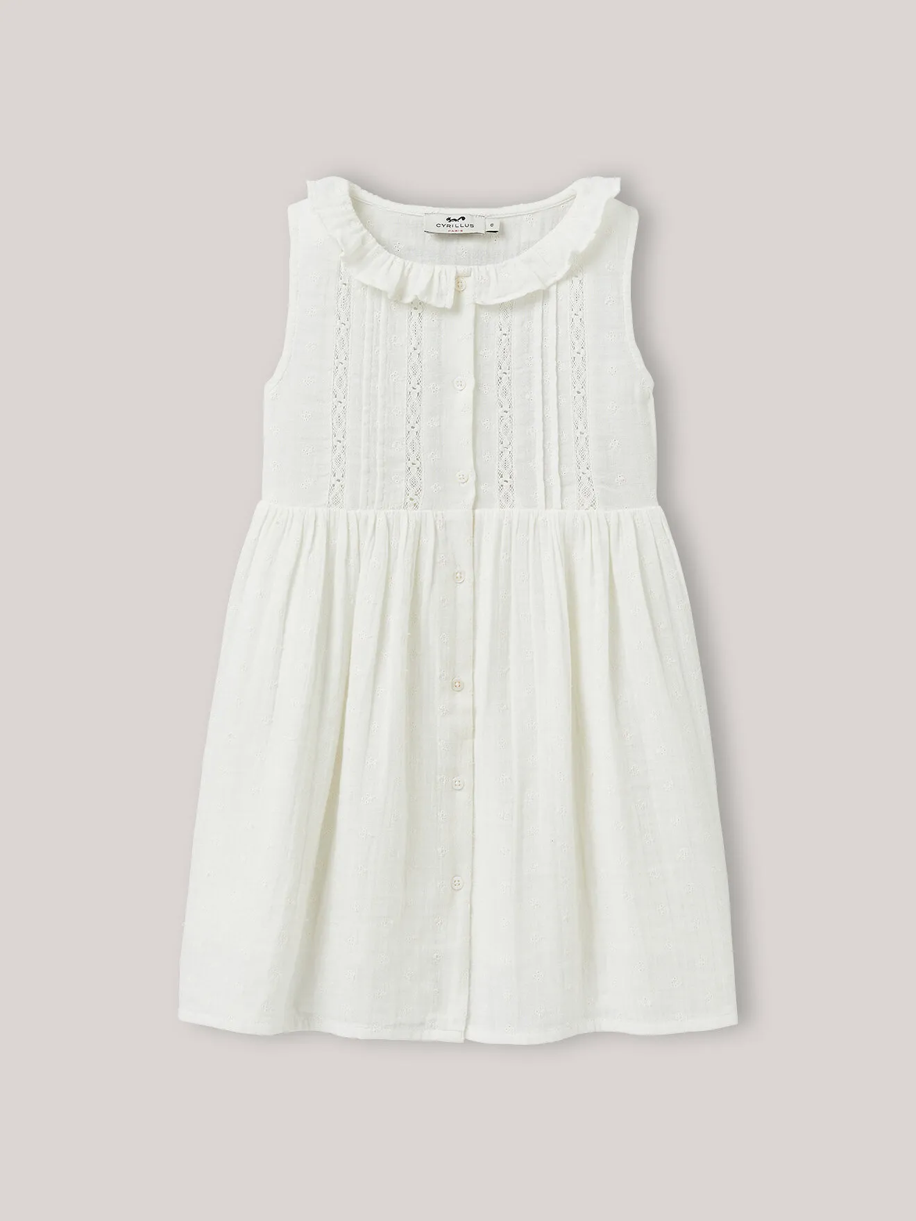Robe en gaze de coton brodée Blanc