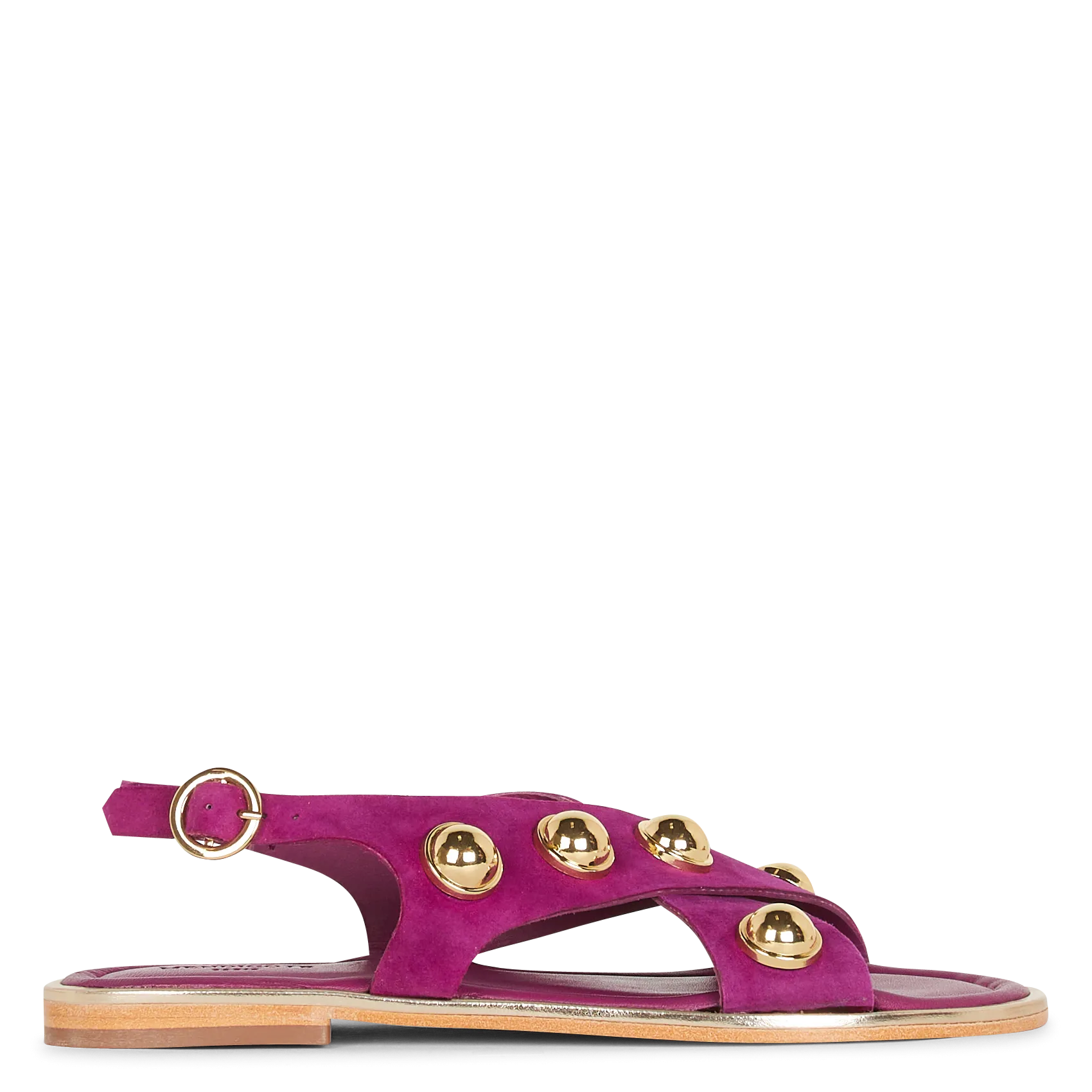 Sandales plates à rivets en cuir Violet COBERTS