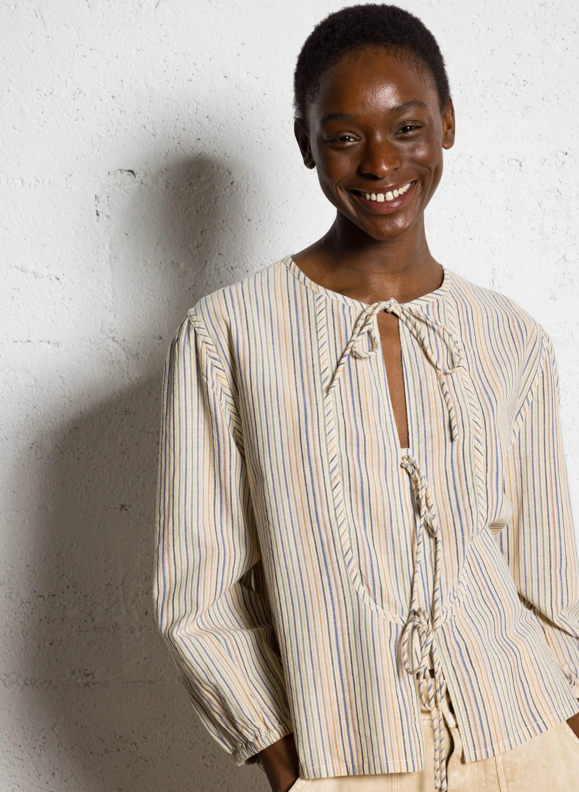 Top manches longues rayé à liens Multicolore CARSA