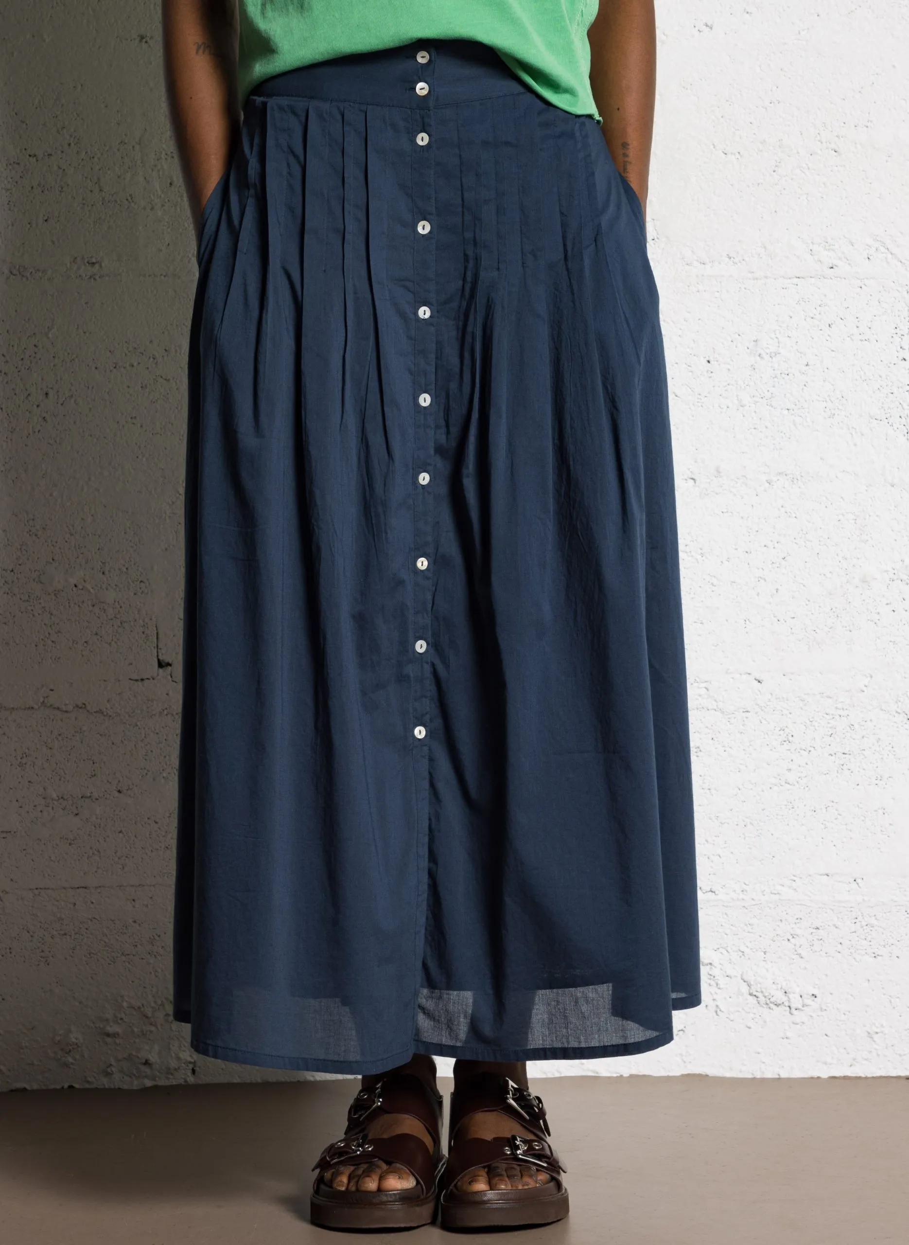 Jupe midi en coton bio Noir JONI