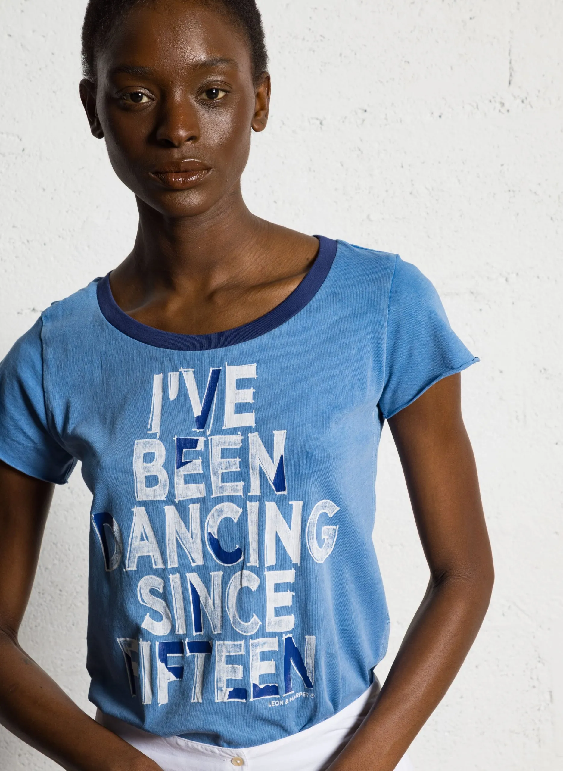 Tee-shirt col rond en coton bio Bleu TORO