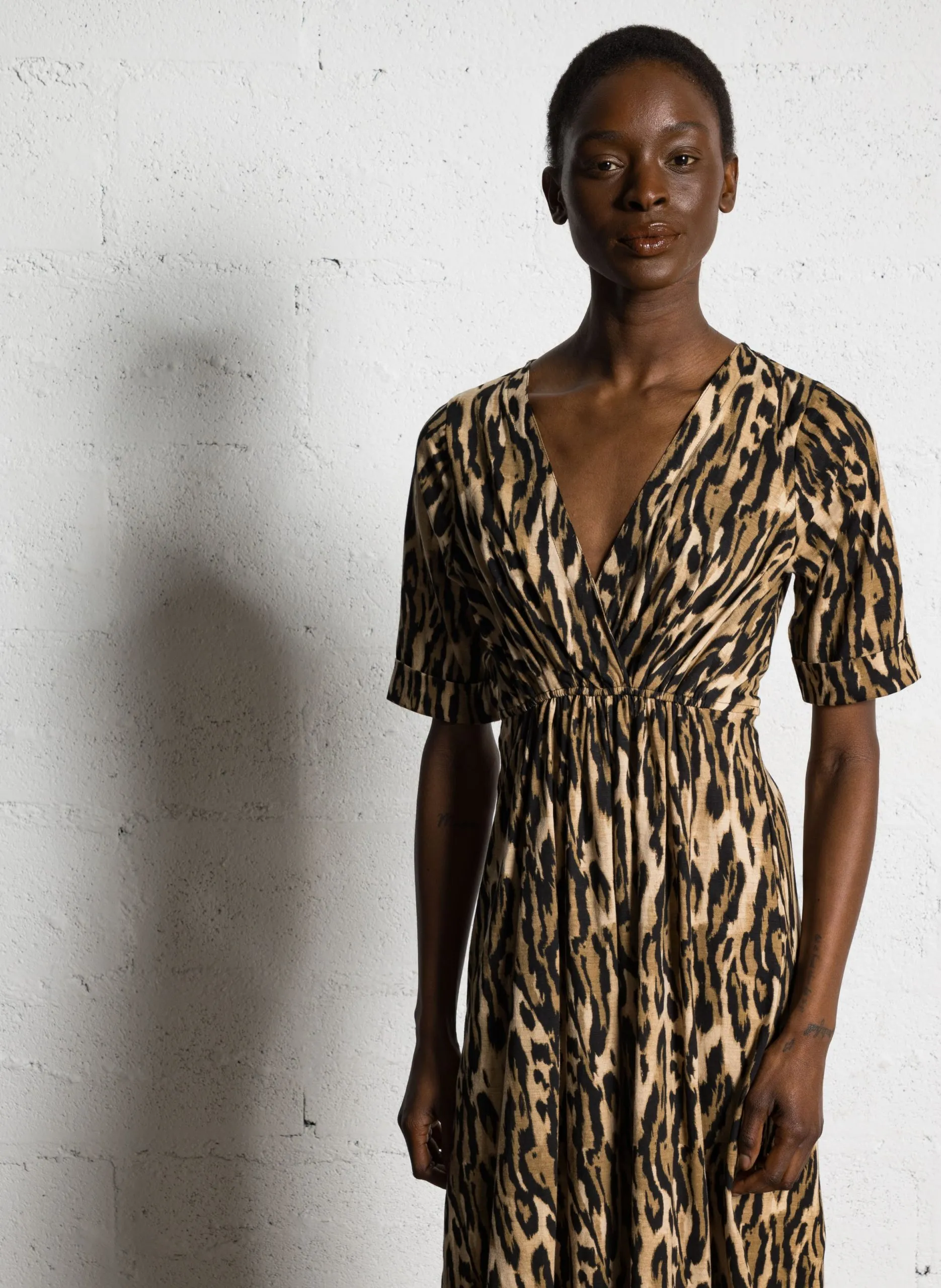 Robe midi cintrée en coton bio Beige RALA