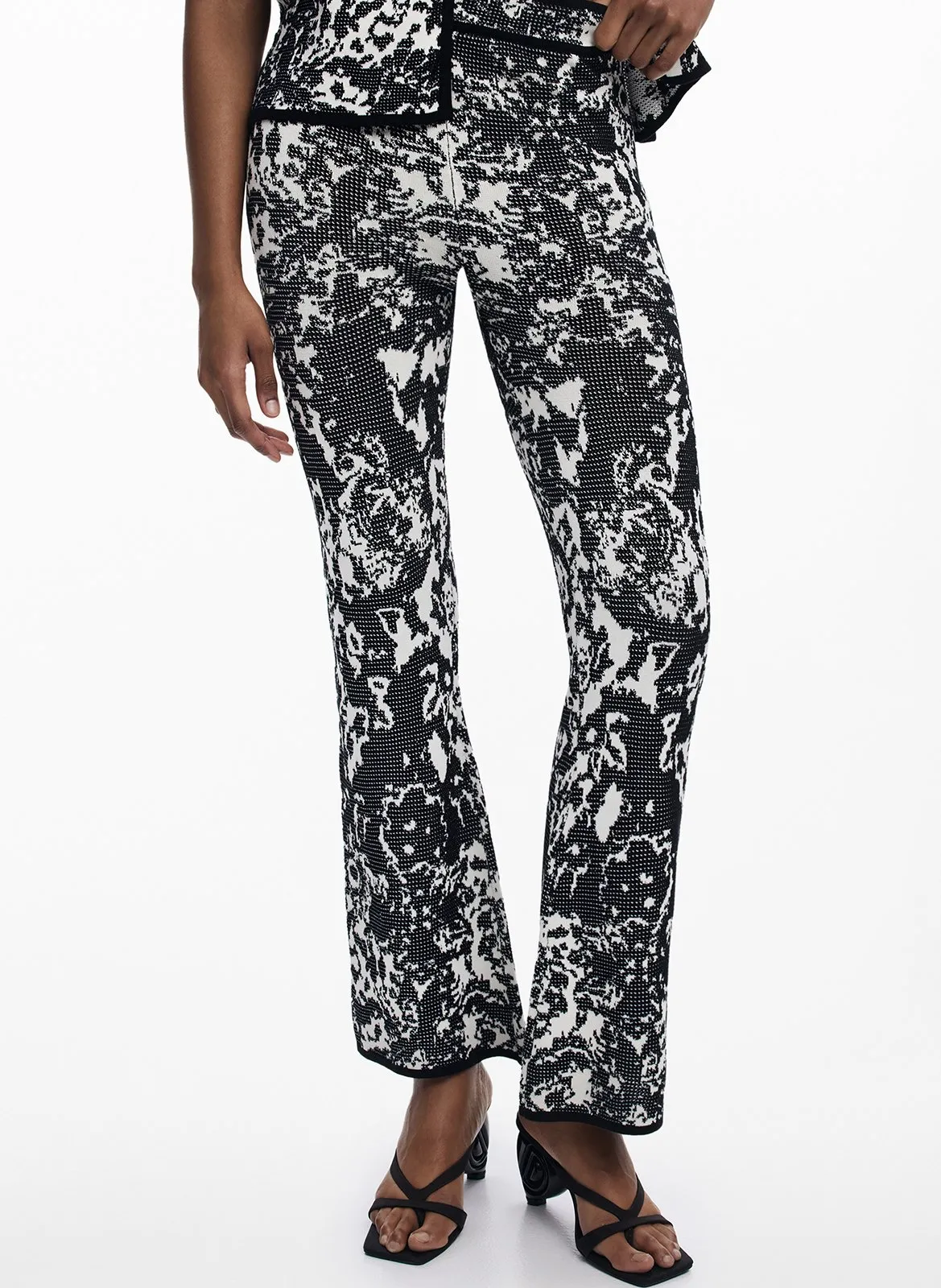 Pantalon droit imprimé Noir