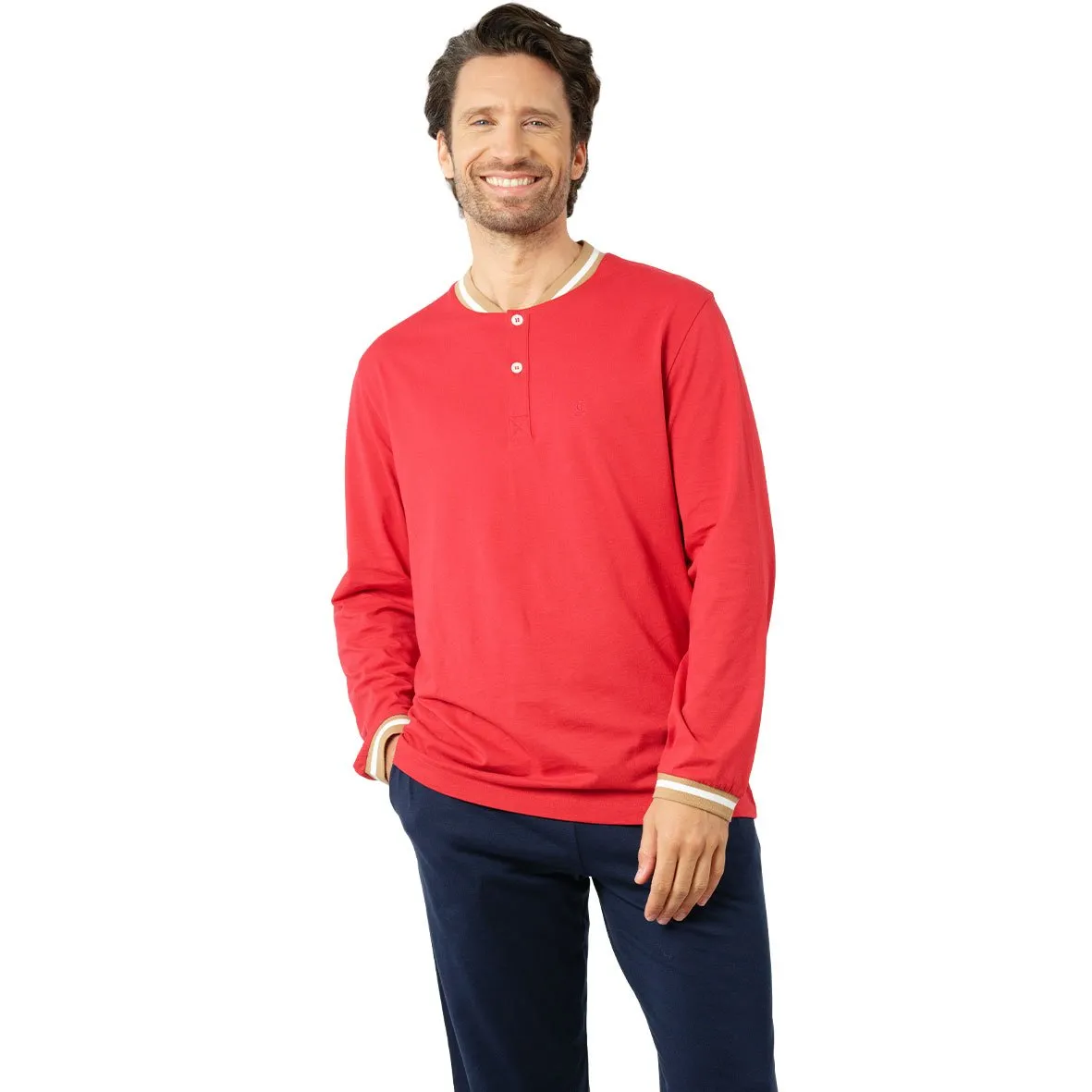 Pyjama long col t homme jersey eminence Multicolore