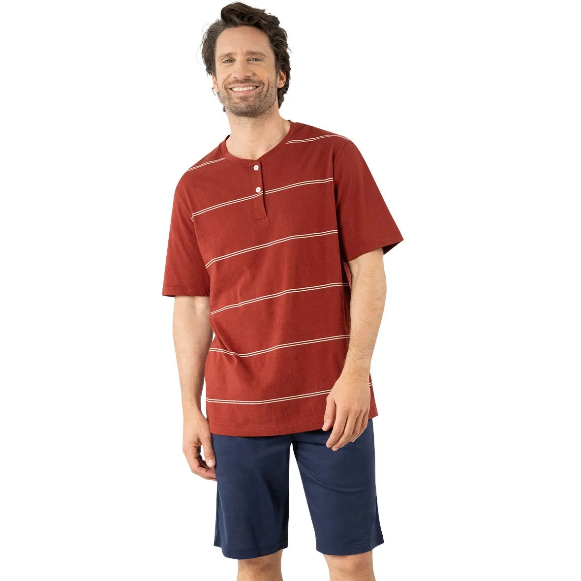 Pyjama court ouvert homme mercerisé eminence Multicolore