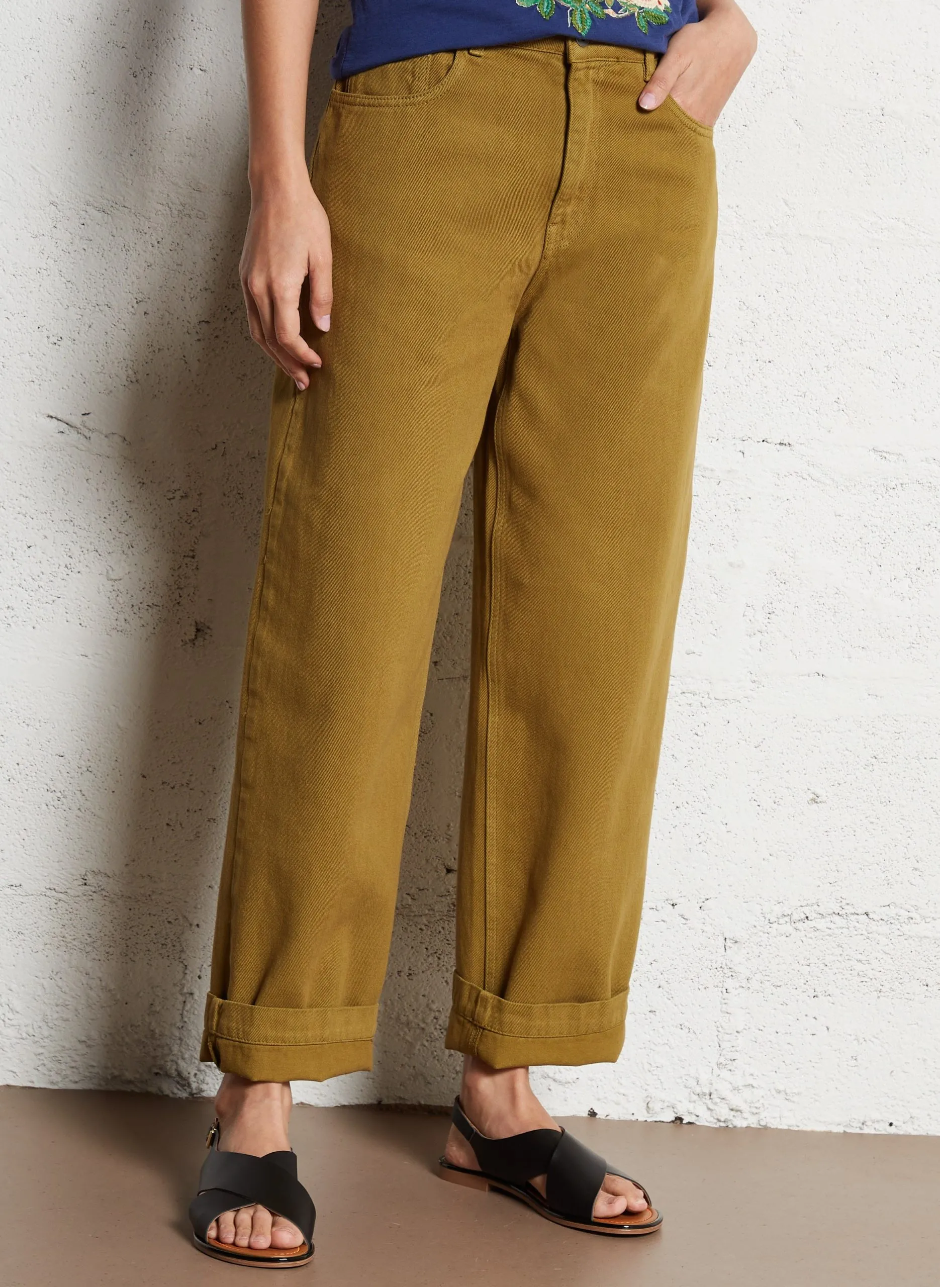 Jean large en coton Vert BRINDISI