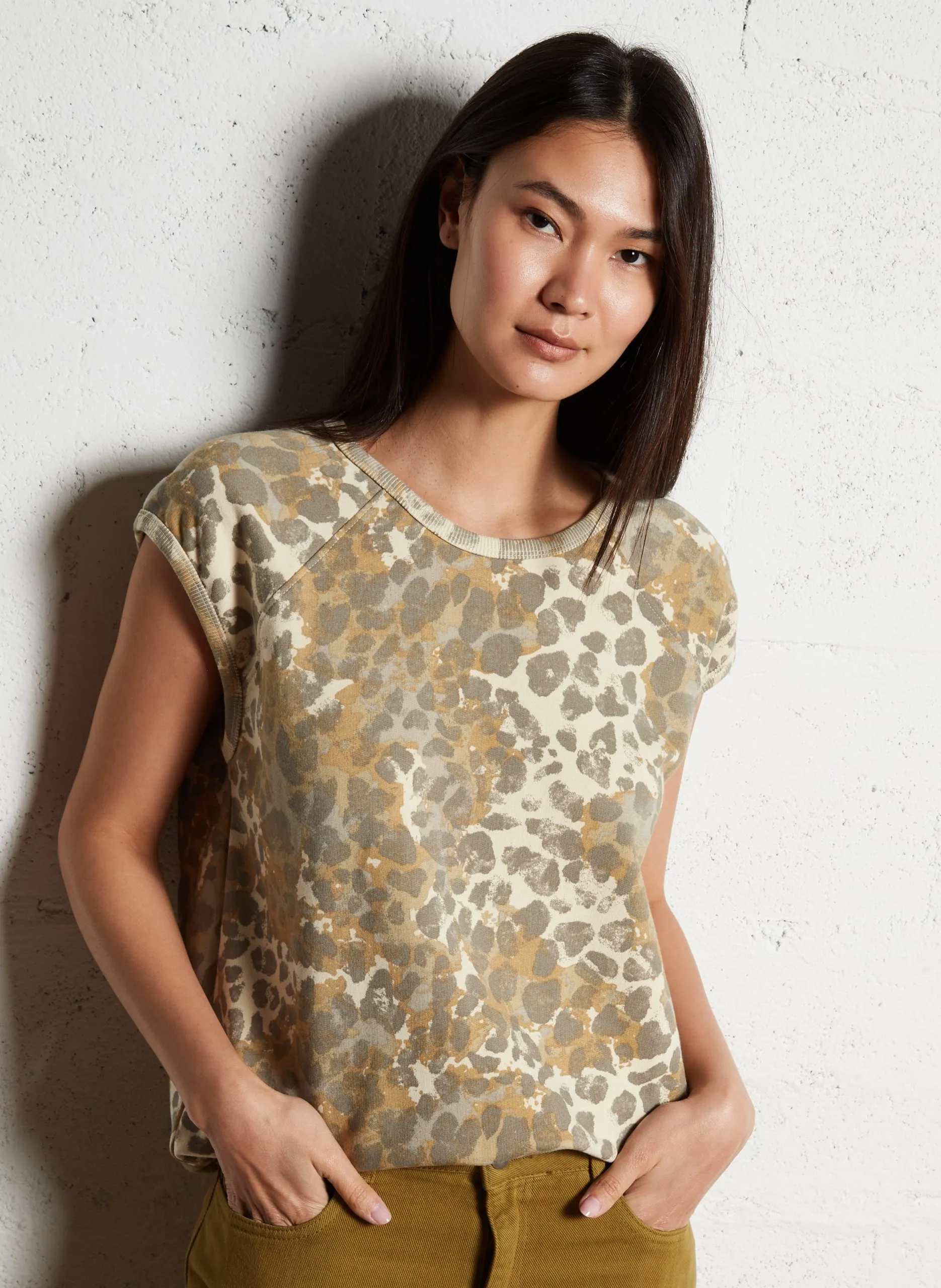 Sweat en coton bio mélangé imprimé Beige SIROP