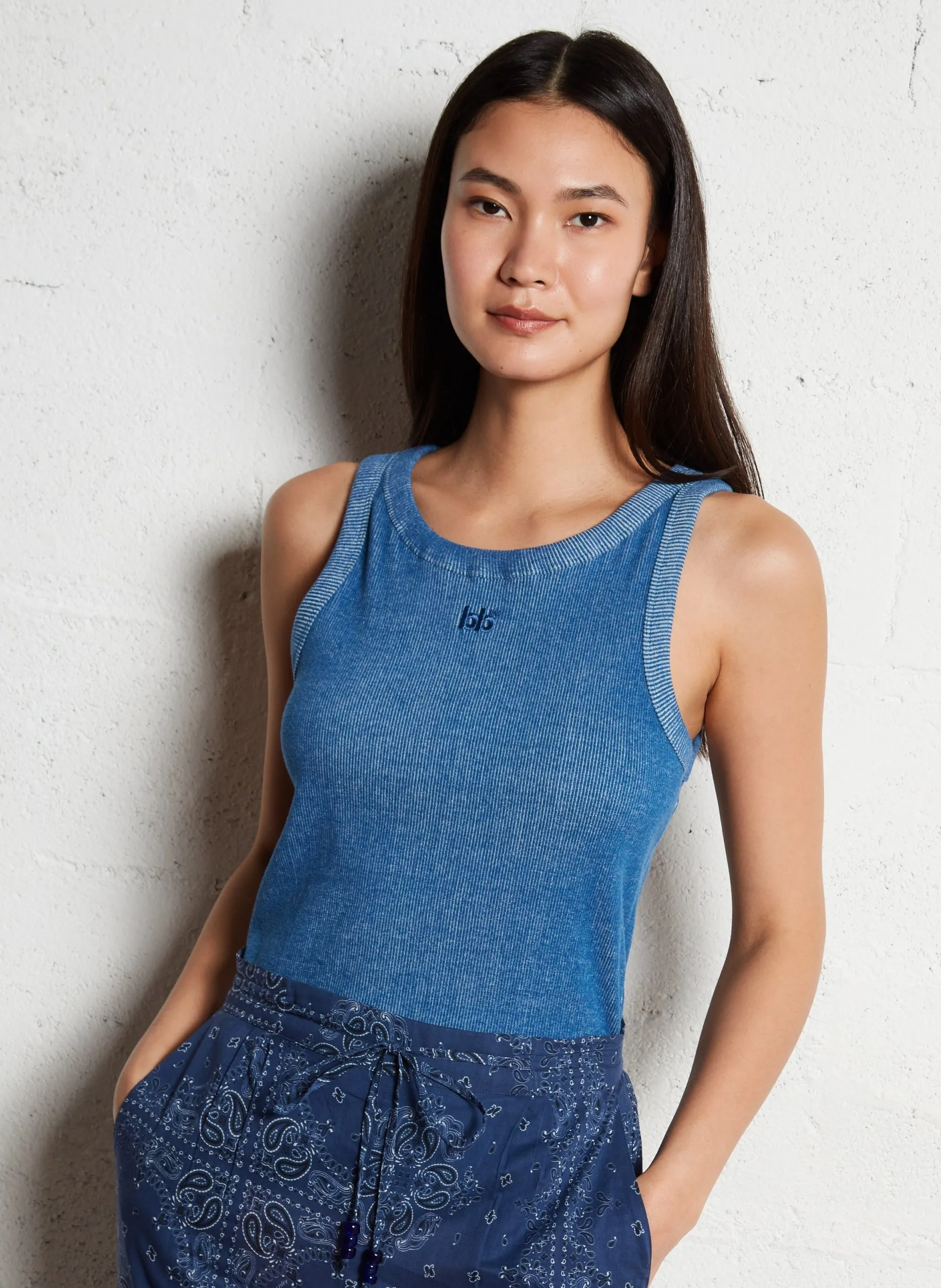 Top col rond en coton Gris VALDI