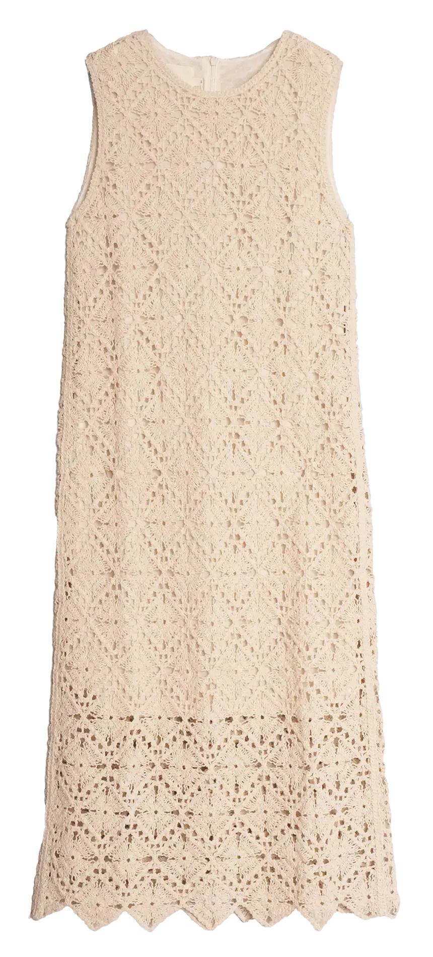 Robe longue en coton mélangé Beige