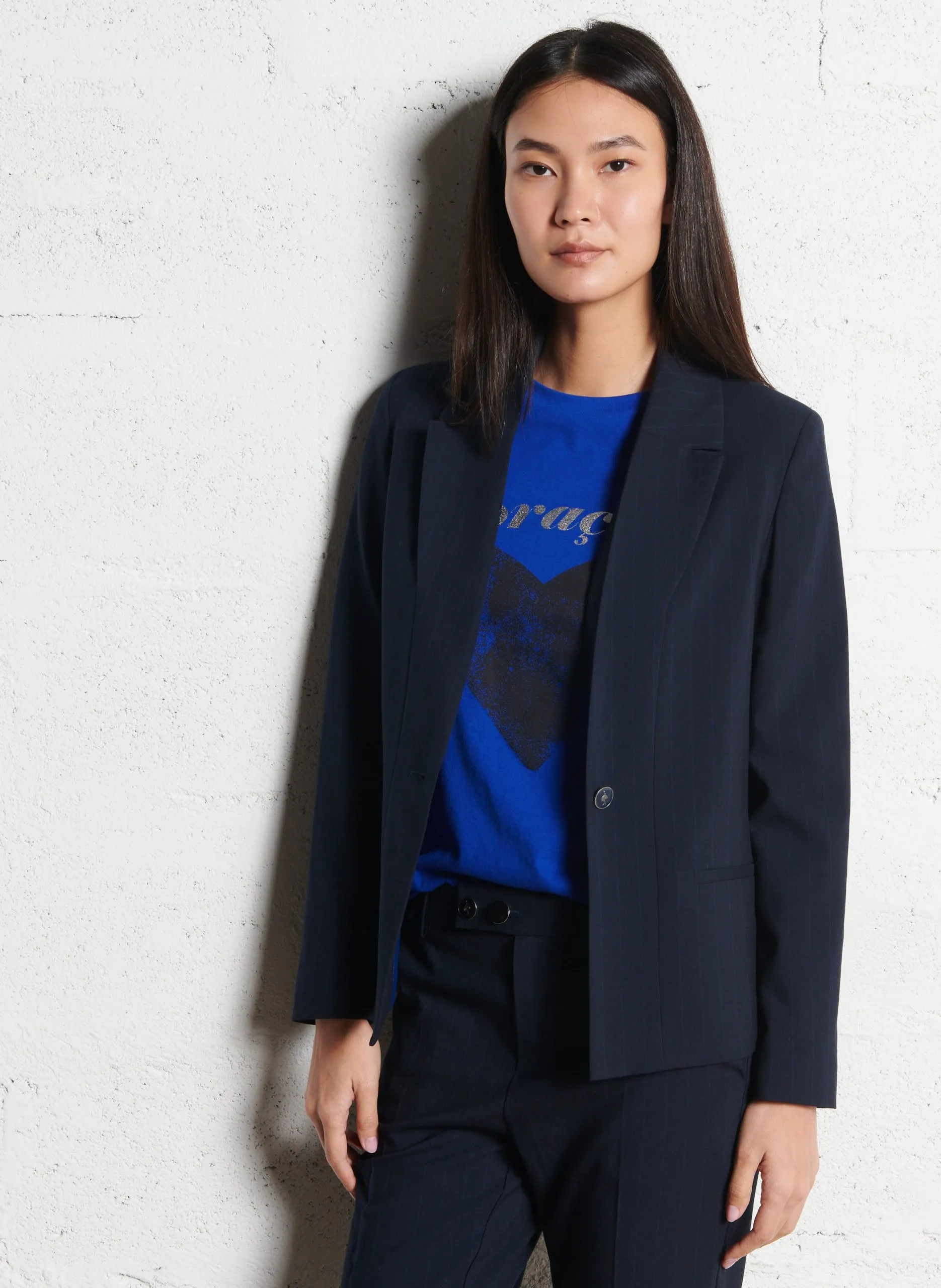 Veste col tailleur Bleu VIOLETA