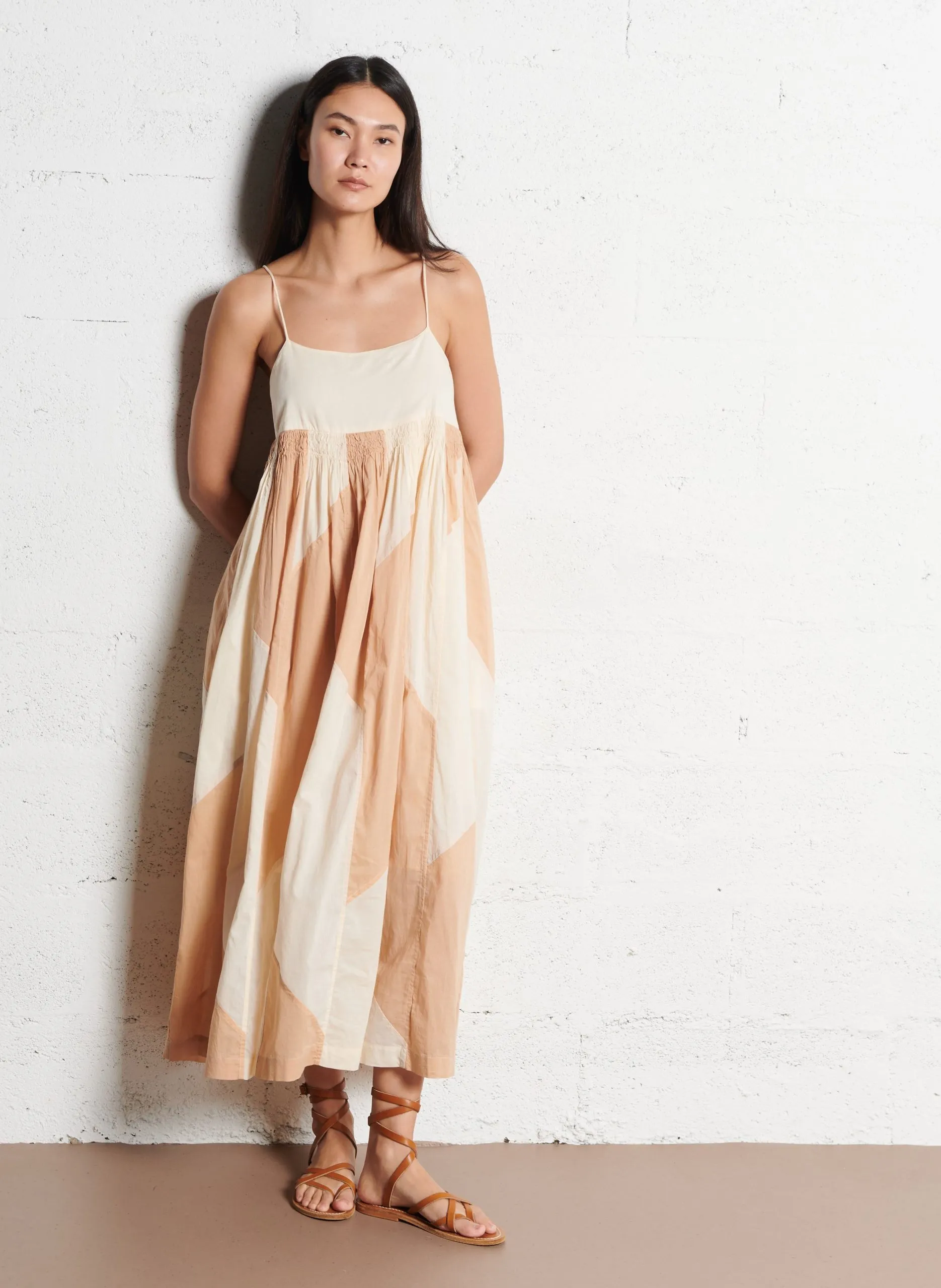 Robe longue en coton bio Beige RAPTOR